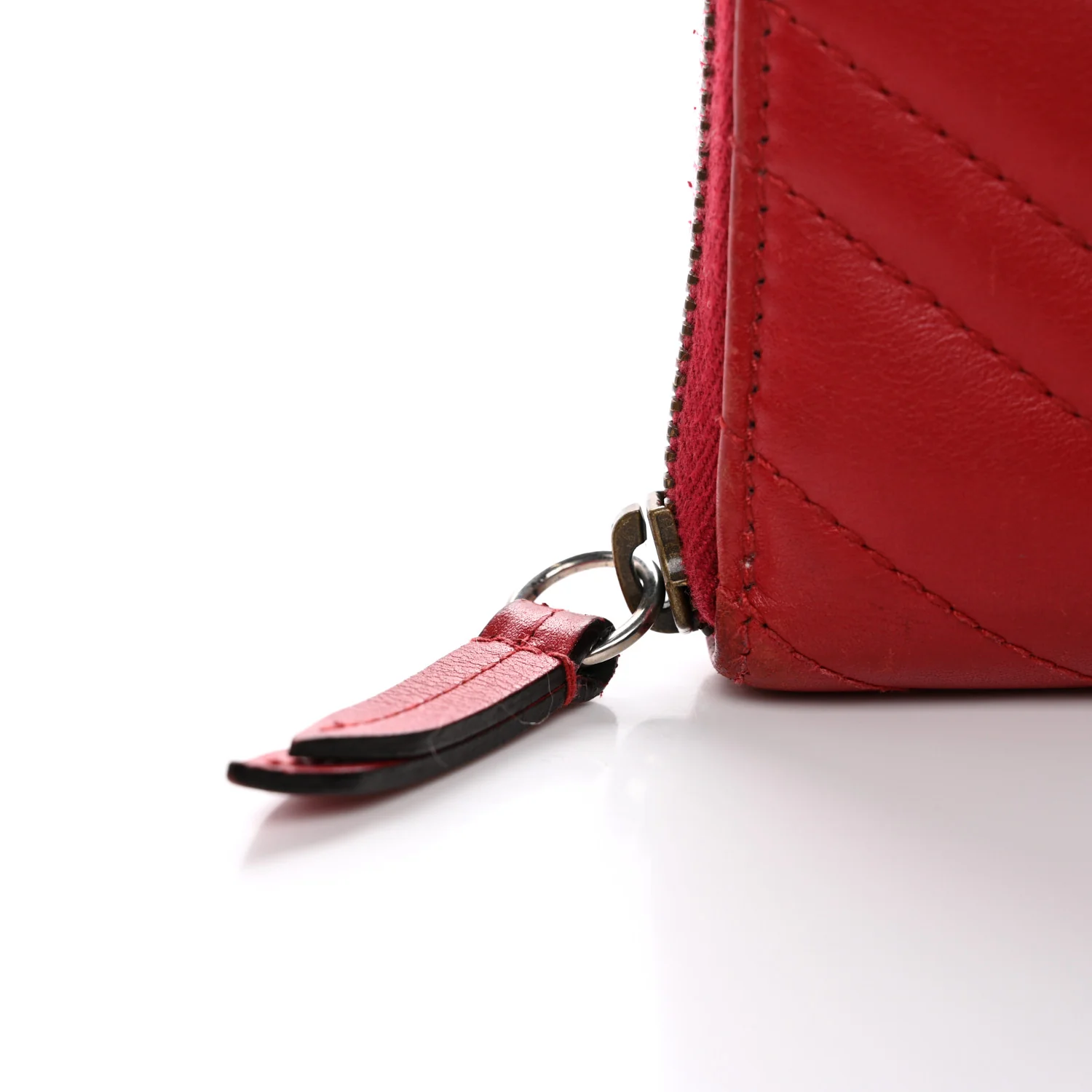 Calfskin Matelasse GG Marmont Zip Around Wallet Hibiscus Red - Image 12