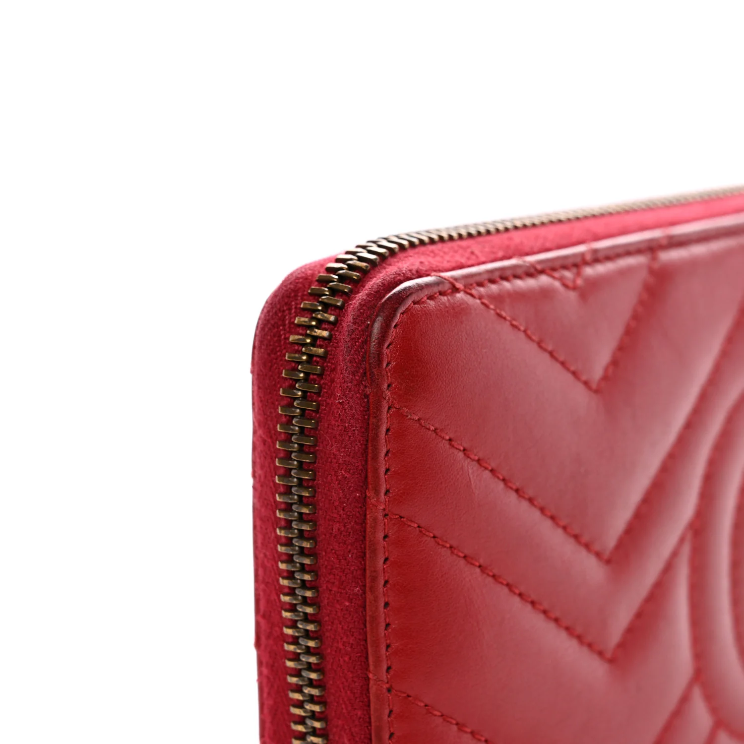 Calfskin Matelasse GG Marmont Zip Around Wallet Hibiscus Red - Image 13