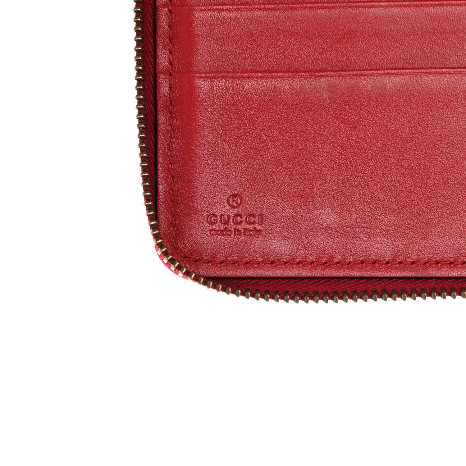Calfskin Matelasse GG Marmont Zip Around Wallet Hibiscus Red - Image 6