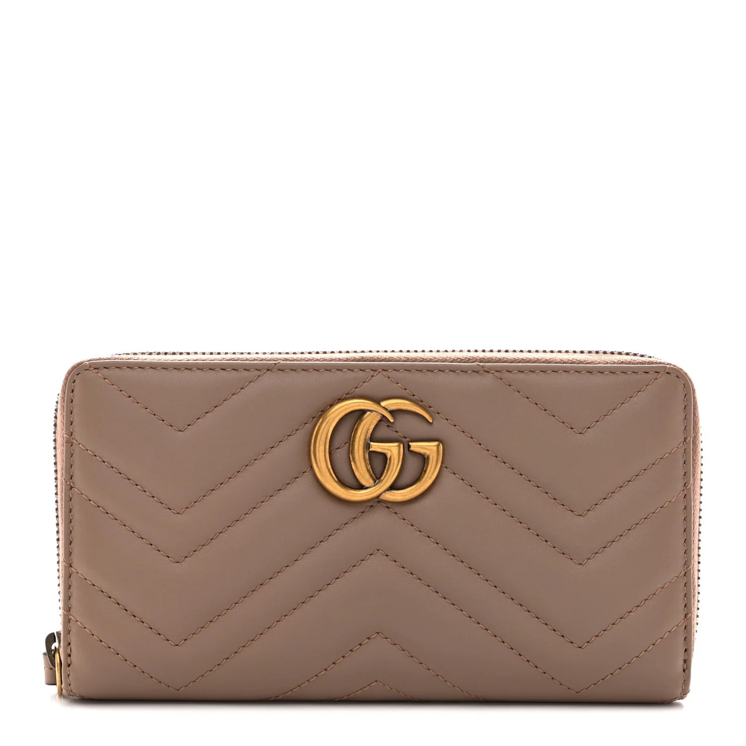 Calfskin Matelasse GG Marmont Zip Around Wallet Porcelain Rose
