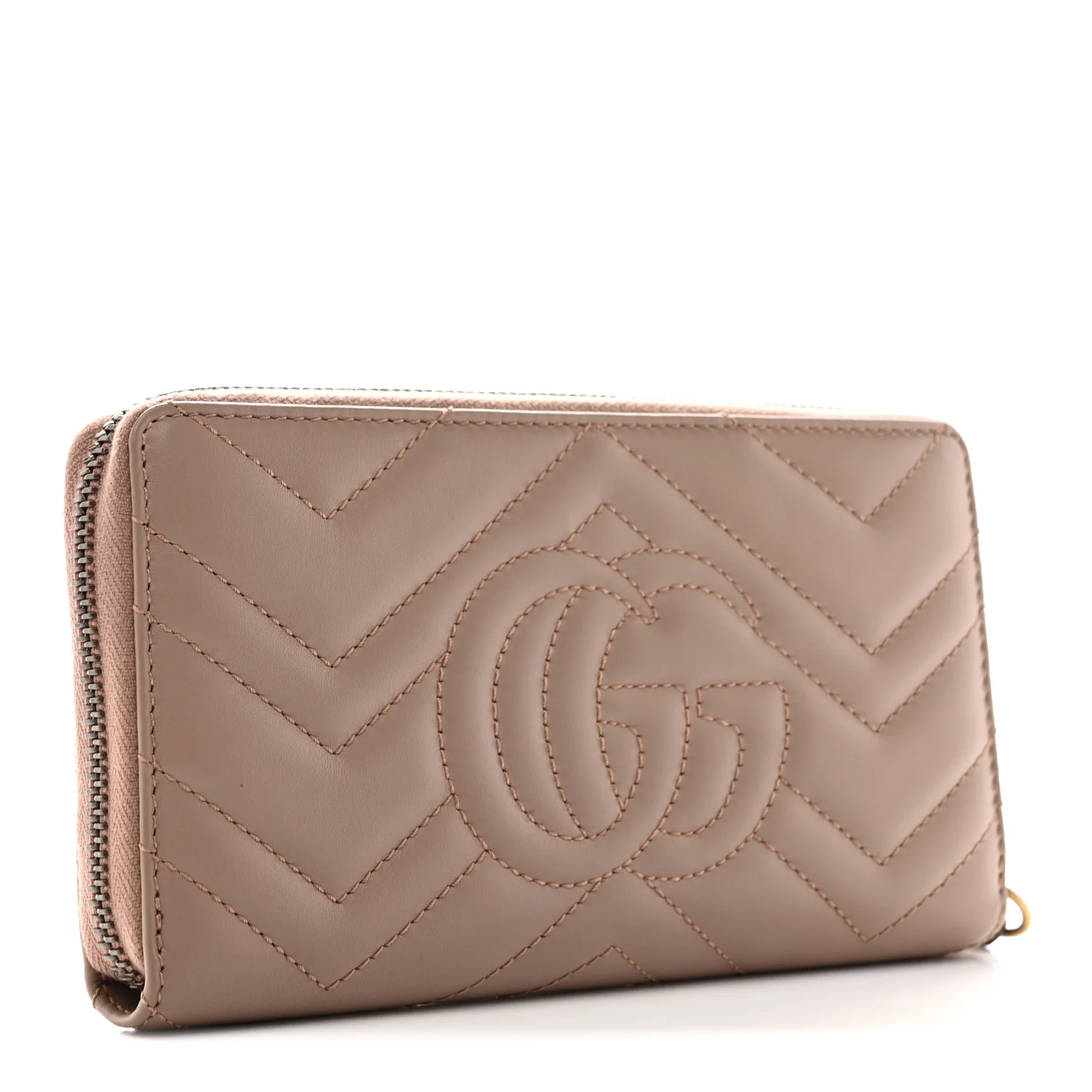 Calfskin Matelasse GG Marmont Zip Around Wallet Porcelain Rose - Image 3