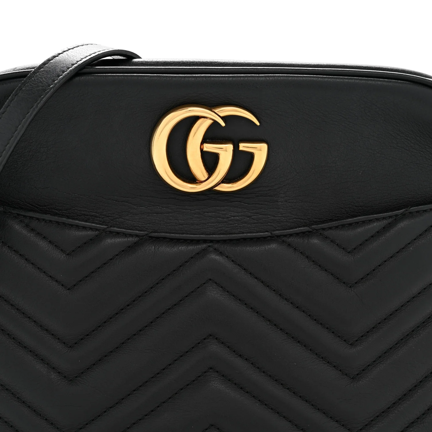 Calfskin Matelasse Medium GG Marmont Chain Shoulder Bag Black - Image 8