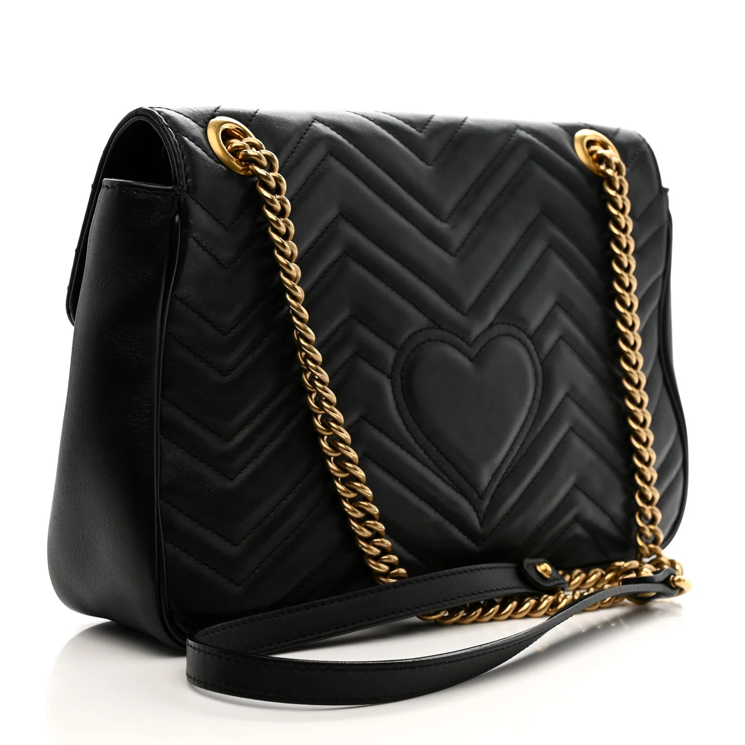 Calfskin Matelasse Medium GG Marmont Shoulder Bag Black - Image 3