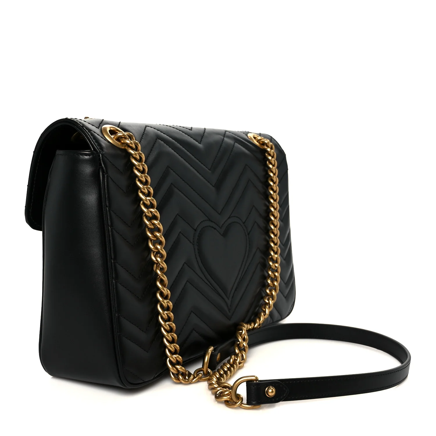 Calfskin Matelasse Medium GG Marmont Shoulder Bag Black - Image 3