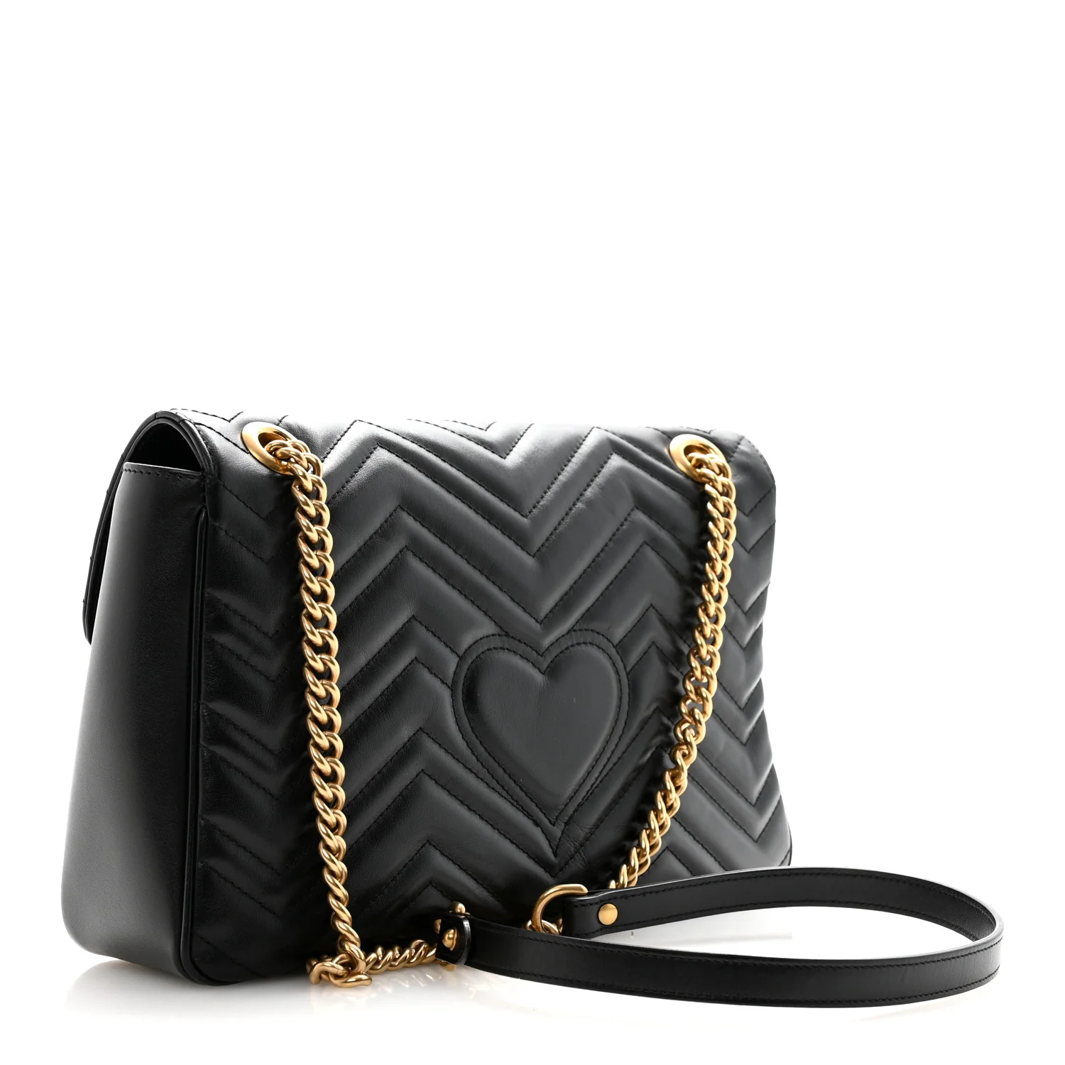 Calfskin Matelasse Medium GG Marmont Shoulder Bag Black - Image 3
