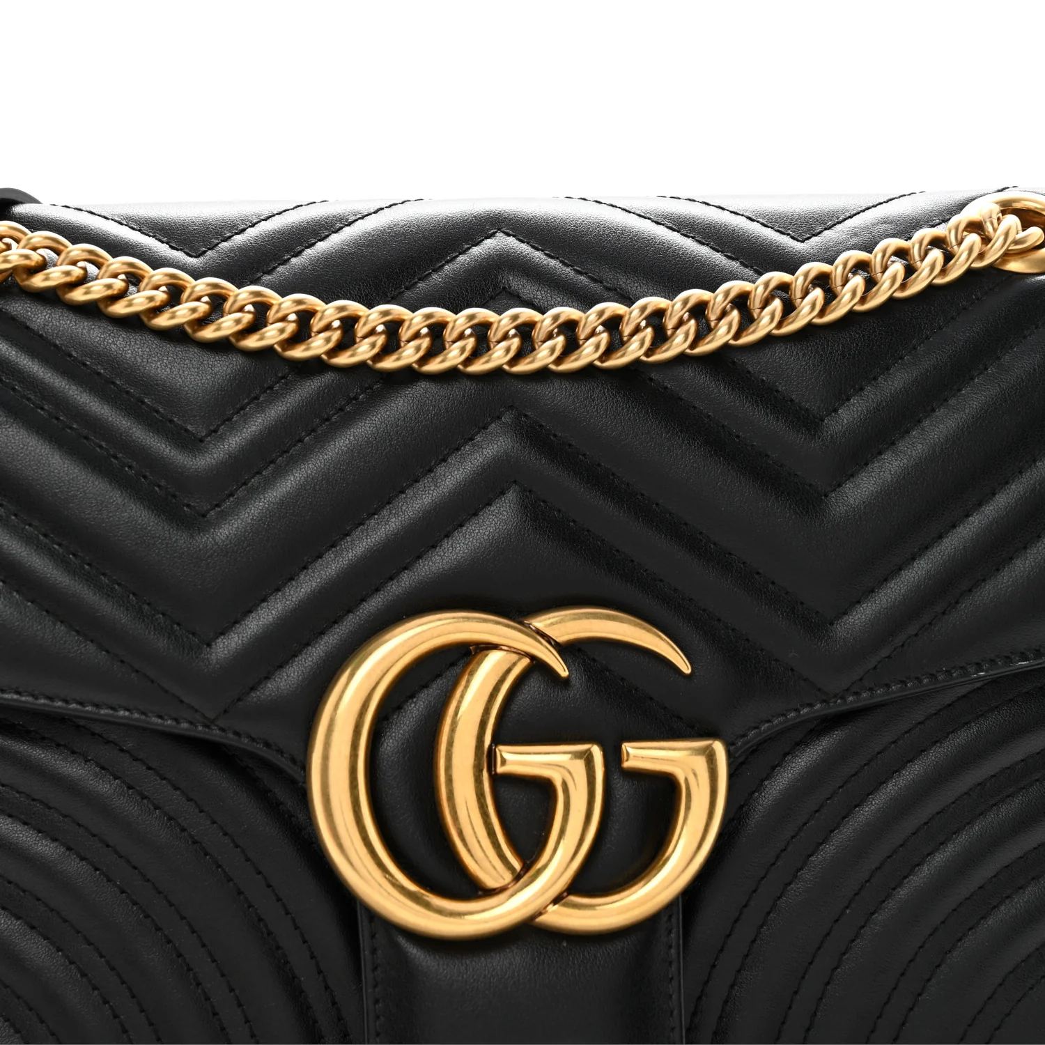 Calfskin Matelasse Medium GG Marmont Shoulder Bag Black - Image 8