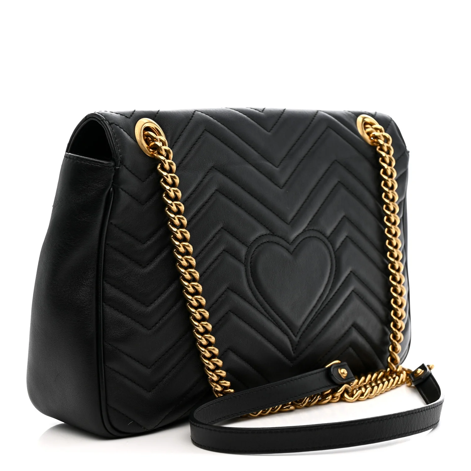 Calfskin Matelasse Medium GG Marmont Shoulder Bag Black - Image 3