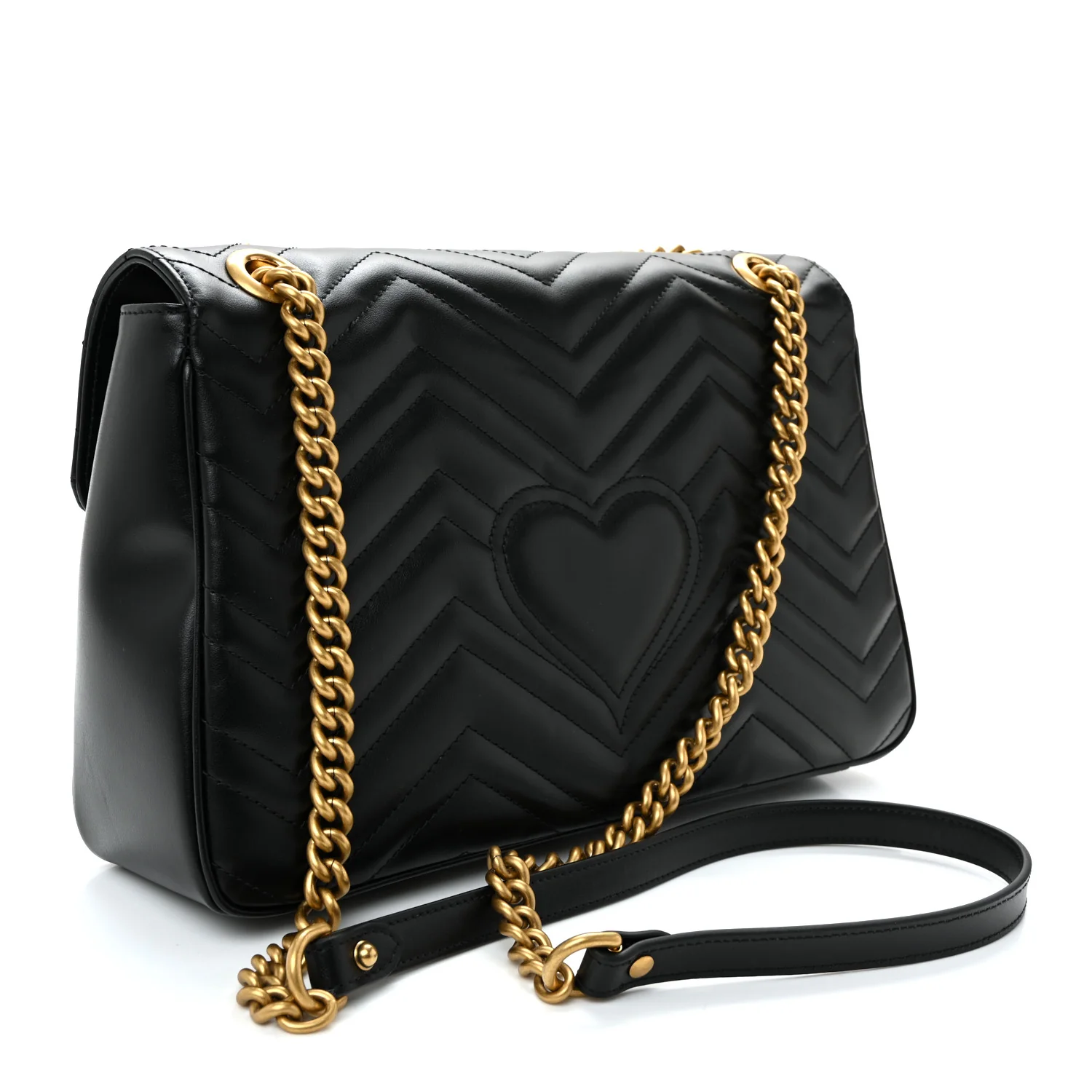 Calfskin Matelasse Medium GG Marmont Shoulder Bag Black - Image 3