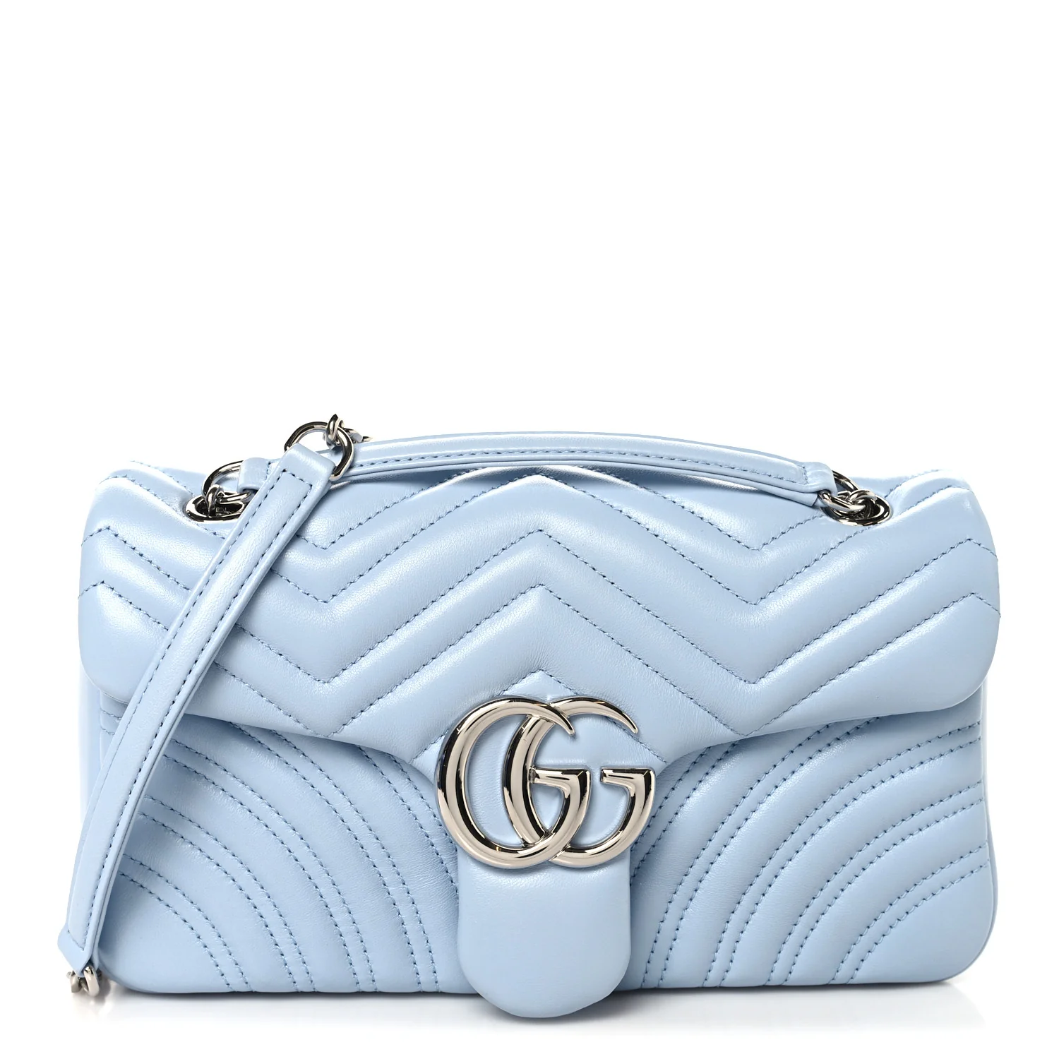 Calfskin Matelasse Medium GG Marmont Shoulder Bag Porcelain Light Blue