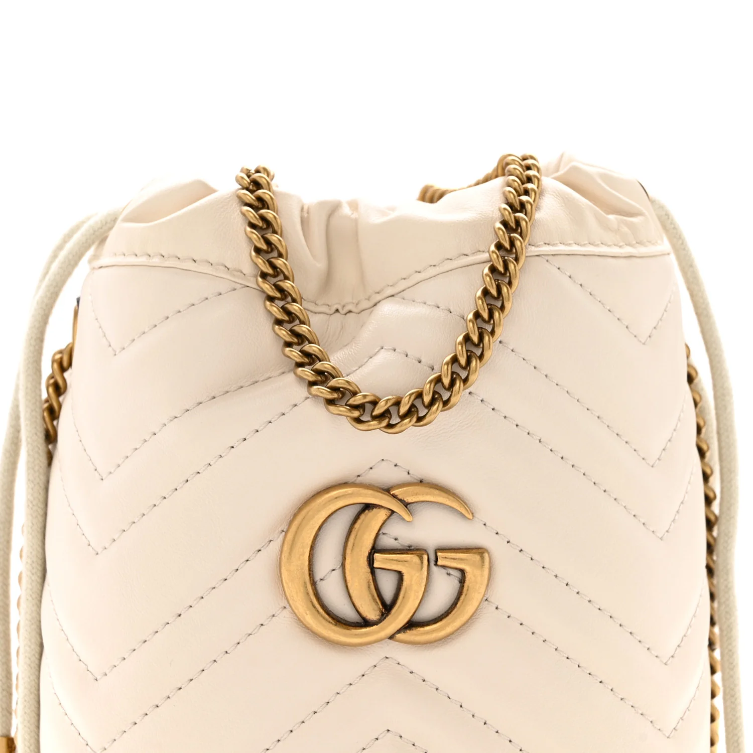 Calfskin Matelasse Mini GG Marmont 2.0 Bucket Bag White - Image 8