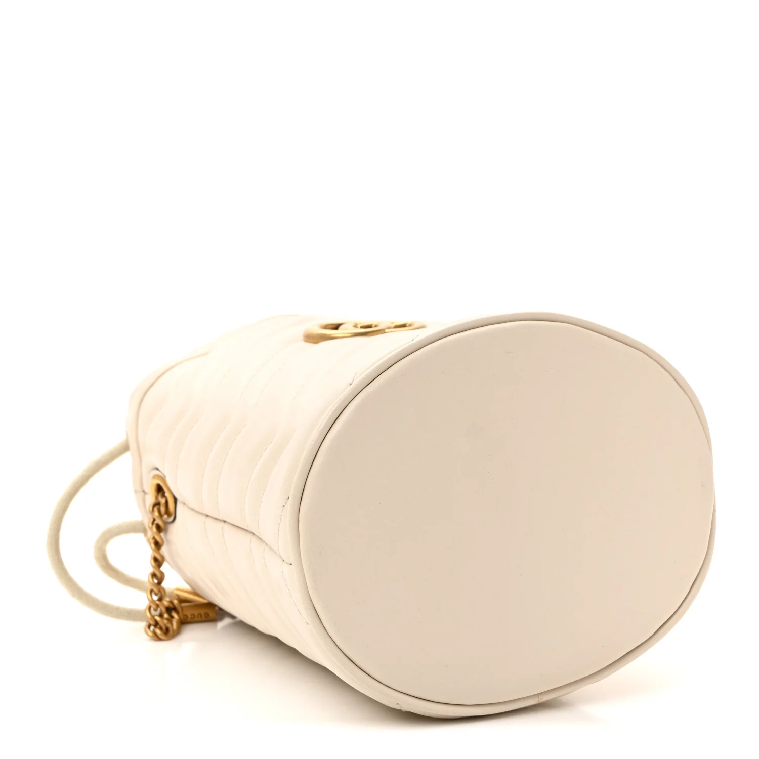 Calfskin Matelasse Mini GG Marmont 2.0 Bucket Bag White - Image 4