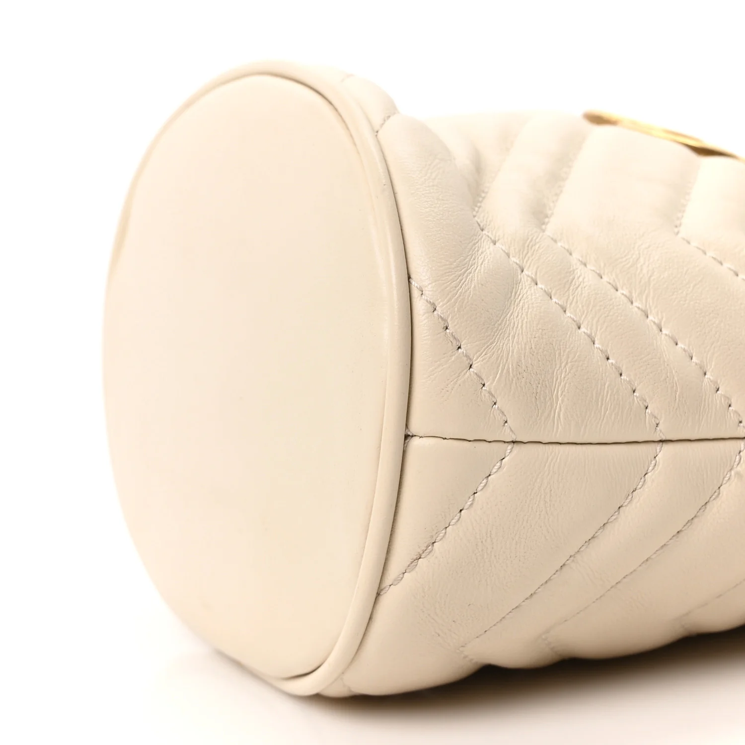 Calfskin Matelasse Mini GG Marmont 2.0 Bucket Bag White - Image 9