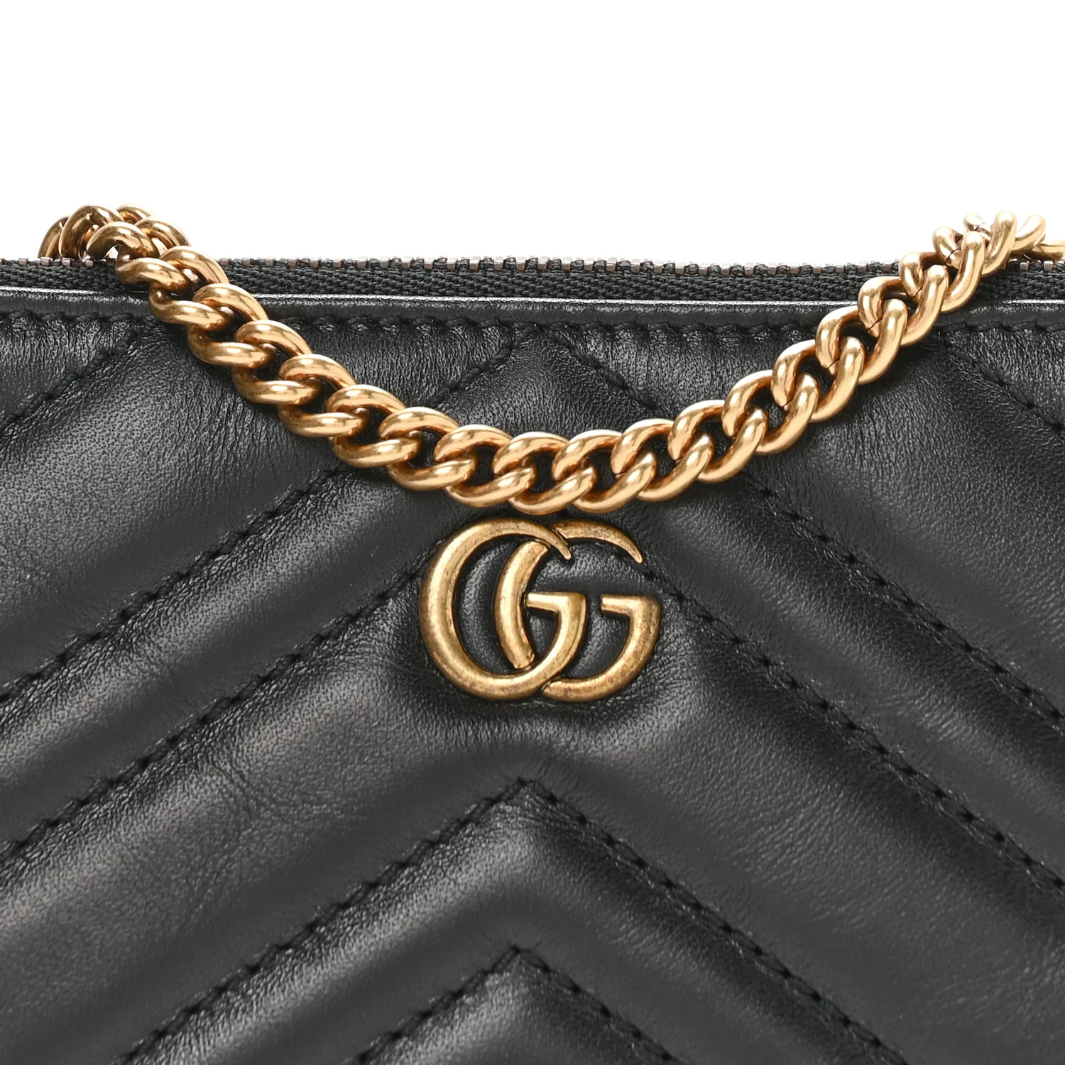 Calfskin Matelasse Mini GG Marmont Chain Bag Black - Image 14