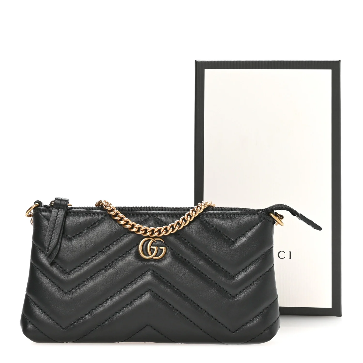 Calfskin Matelasse Mini GG Marmont Chain Bag Black - Image 21