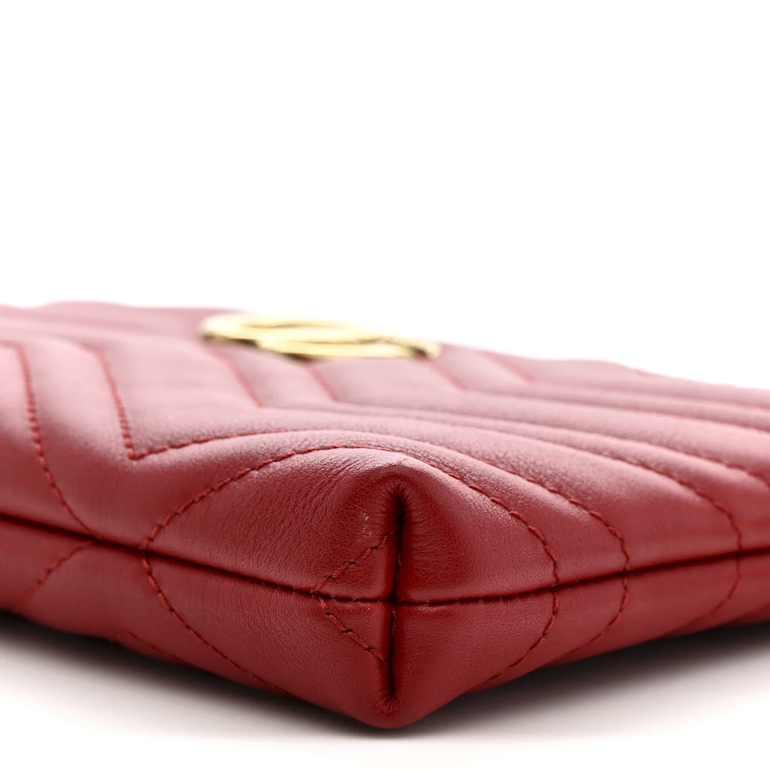 Calfskin Matelasse Mini GG Marmont Chain Bag Hibiscus Red - Image 10