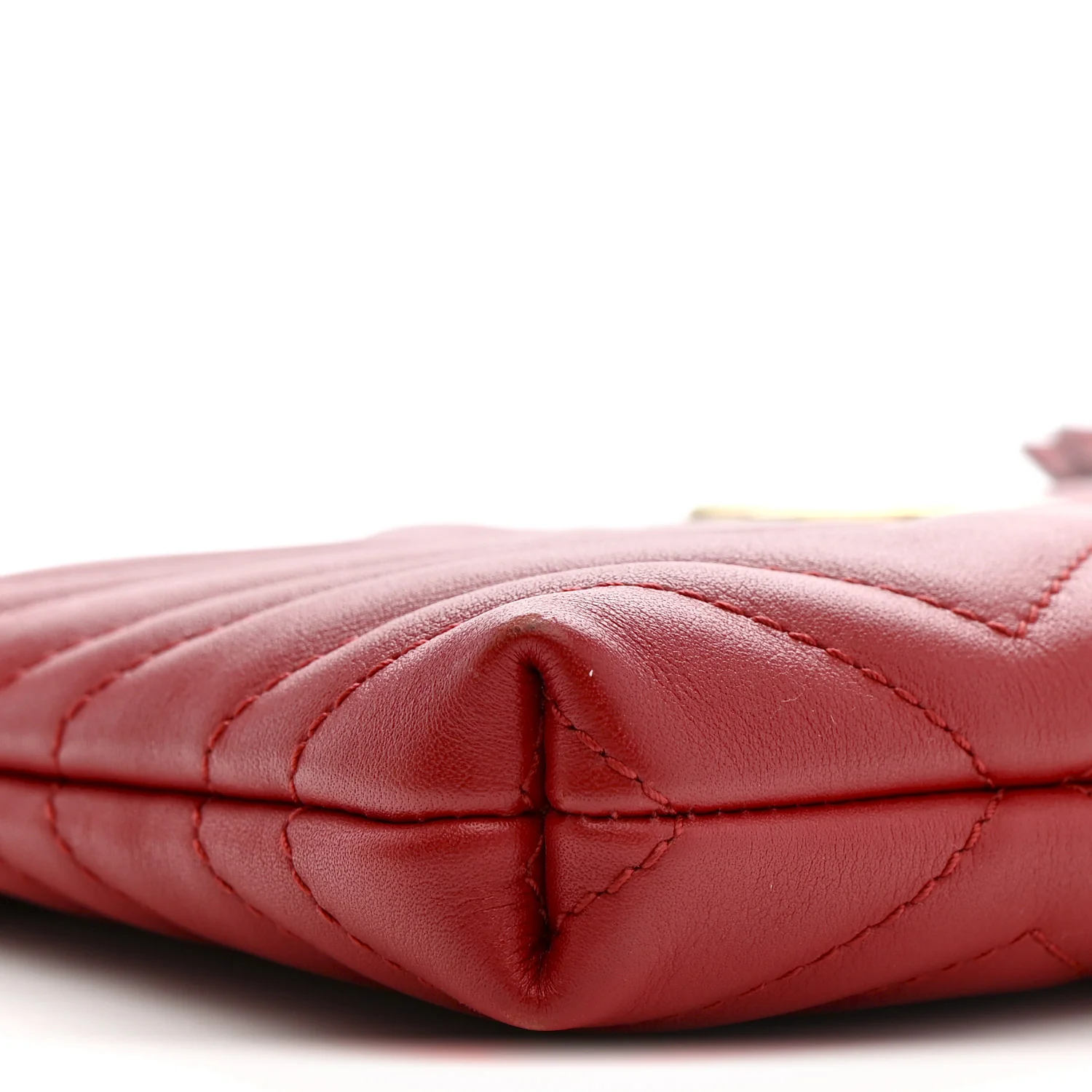 Calfskin Matelasse Mini GG Marmont Chain Bag Hibiscus Red - Image 9