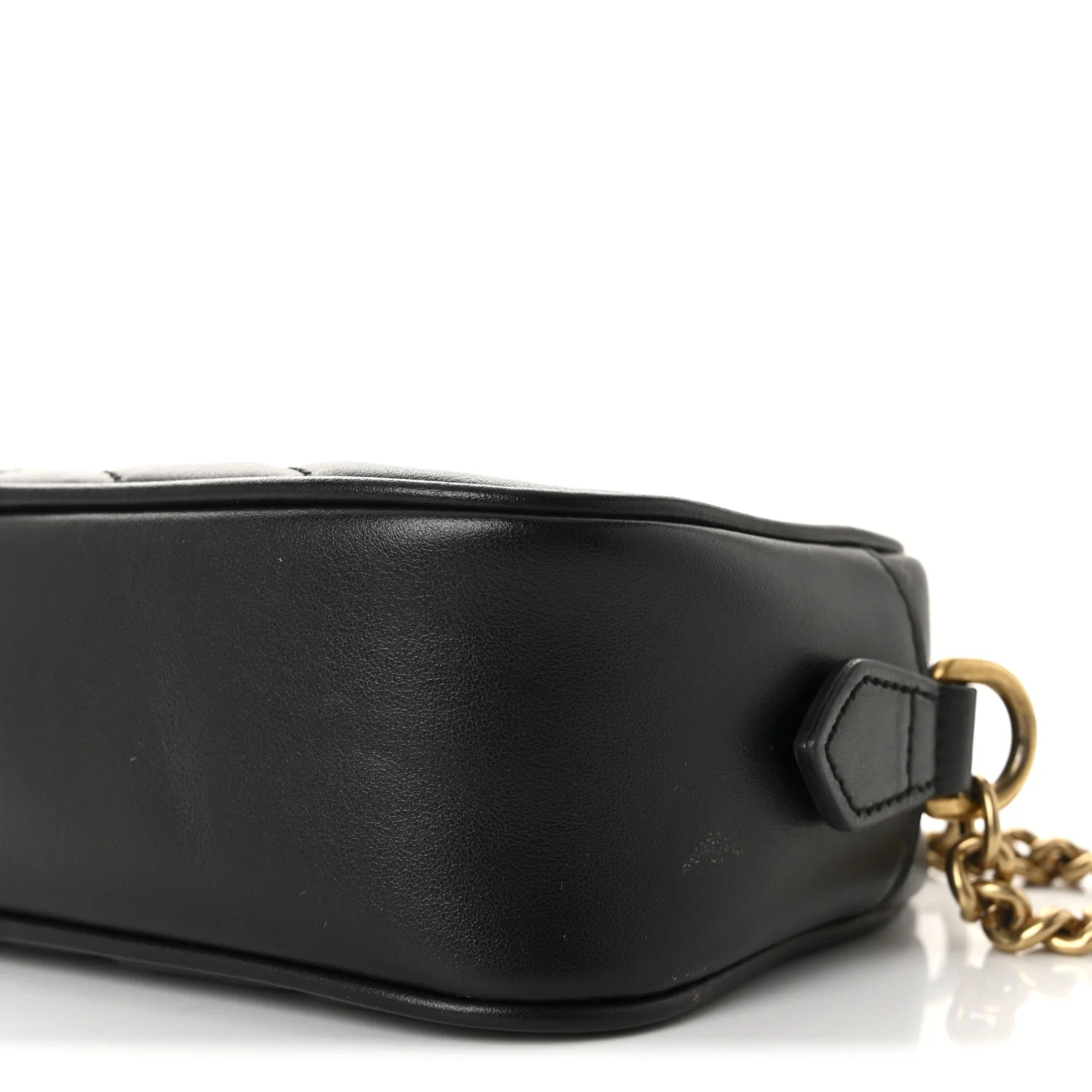 Calfskin Matelasse Mini GG Marmont Chain Shoulder Bag Black - Image 10