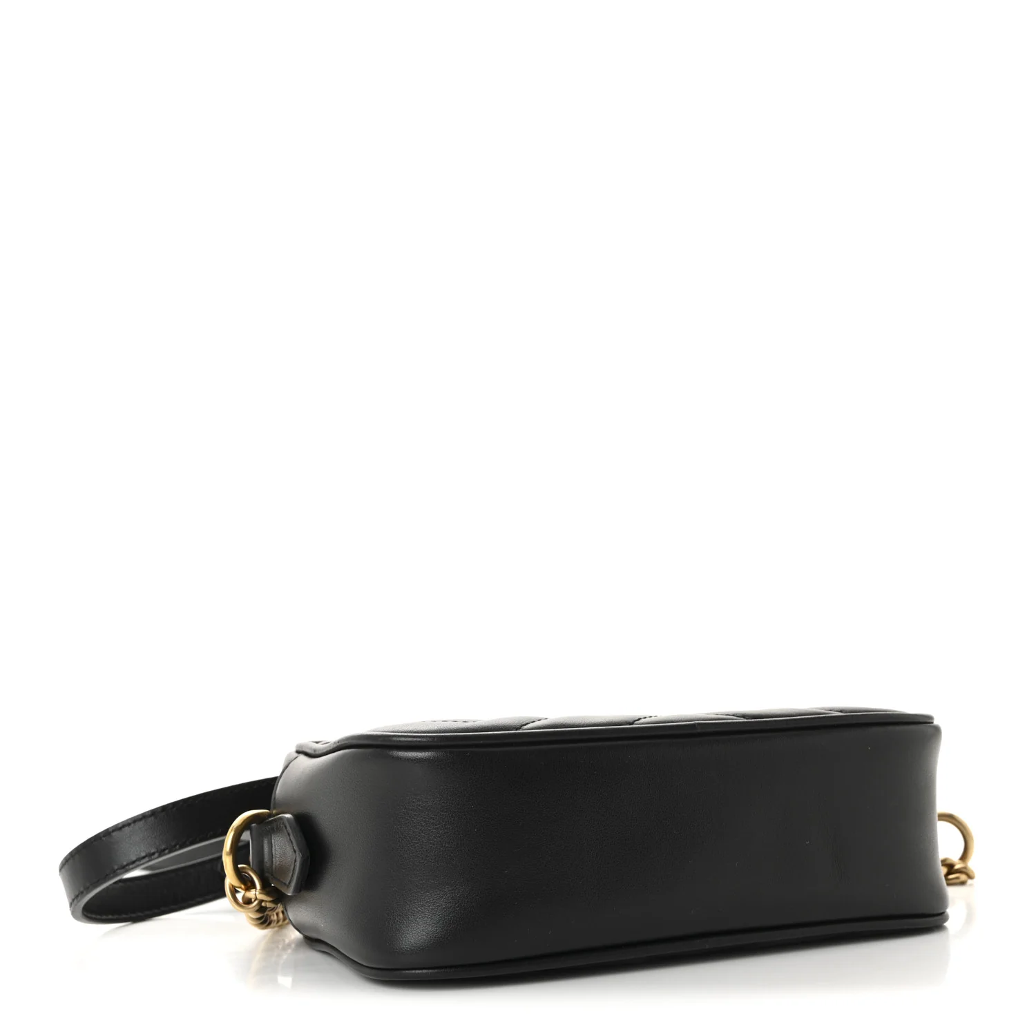 Calfskin Matelasse Mini GG Marmont Chain Shoulder Bag Black - Image 4