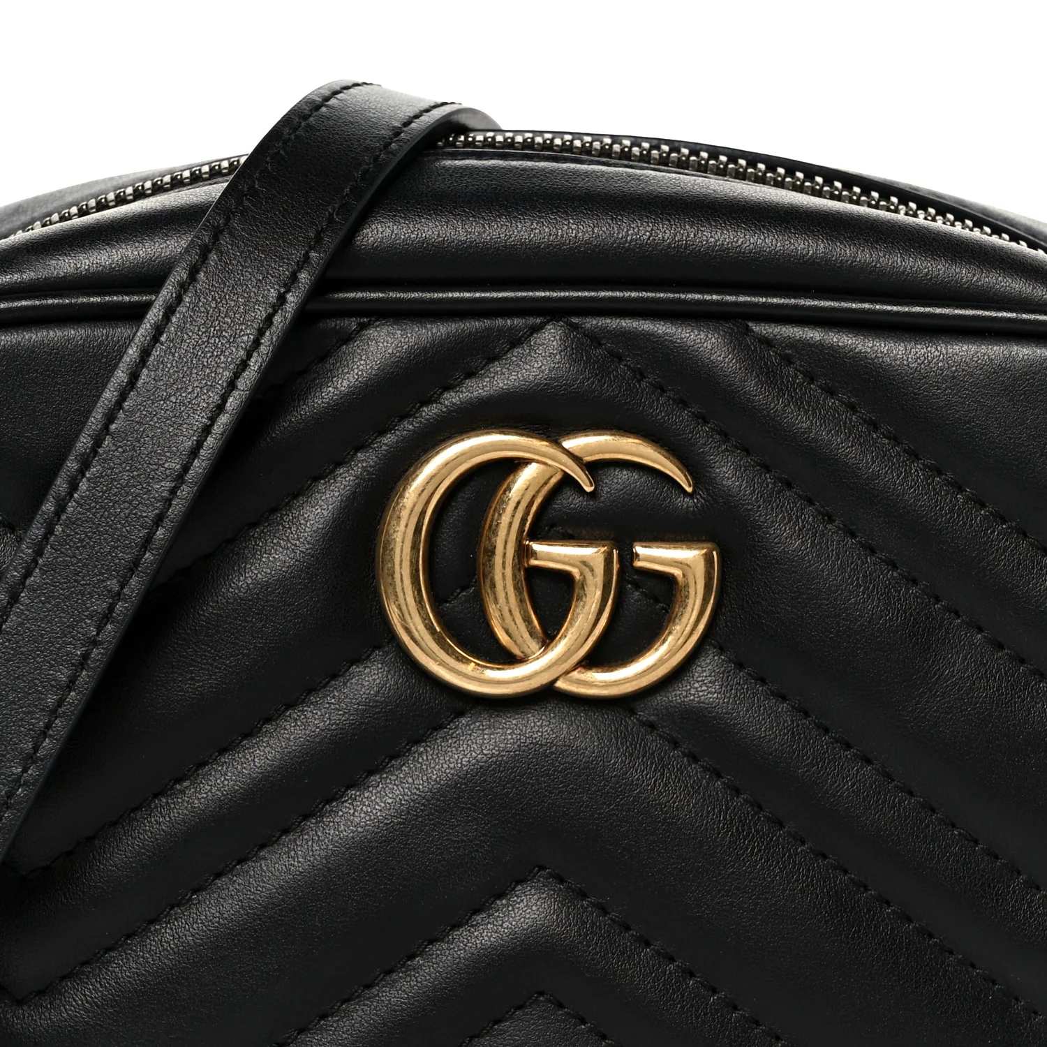 Calfskin Matelasse Mini GG Marmont Chain Shoulder Bag Black - Image 9
