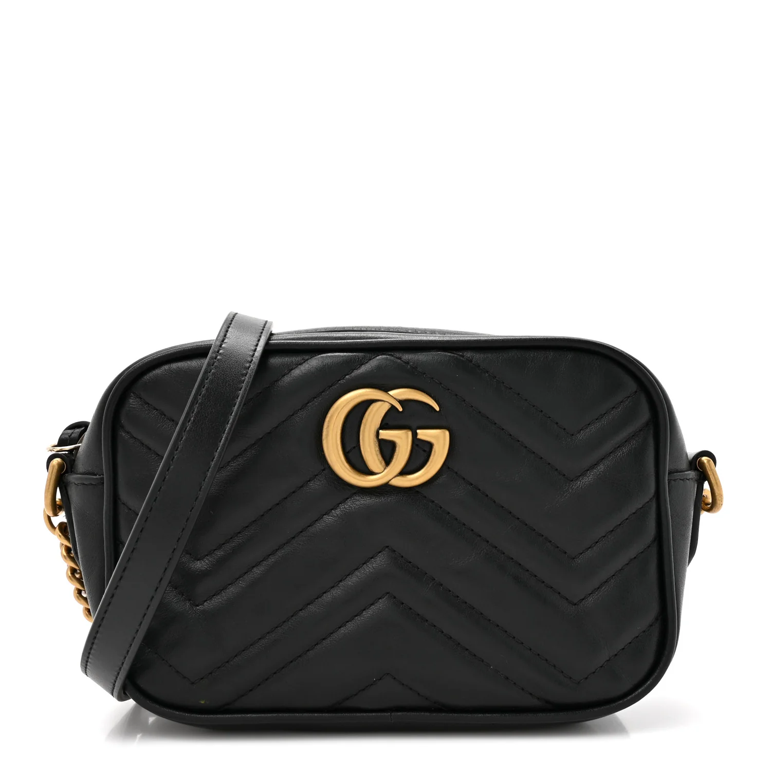 Calfskin Matelasse Mini GG Marmont Chain Shoulder Bag Black