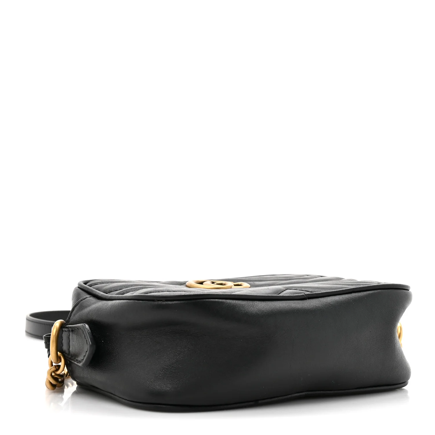 Calfskin Matelasse Mini GG Marmont Chain Shoulder Bag Black - Image 4