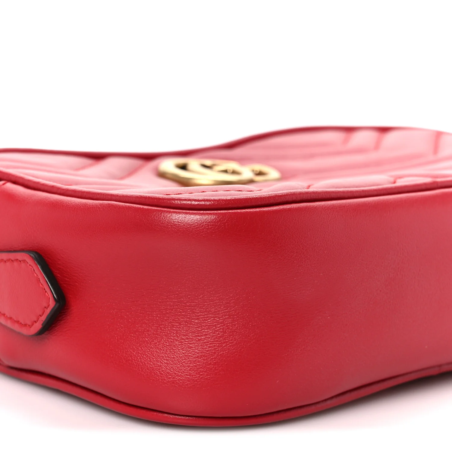 Calfskin Matelasse Mini GG Marmont Chain Shoulder Bag Hibiscus Red - Image 10