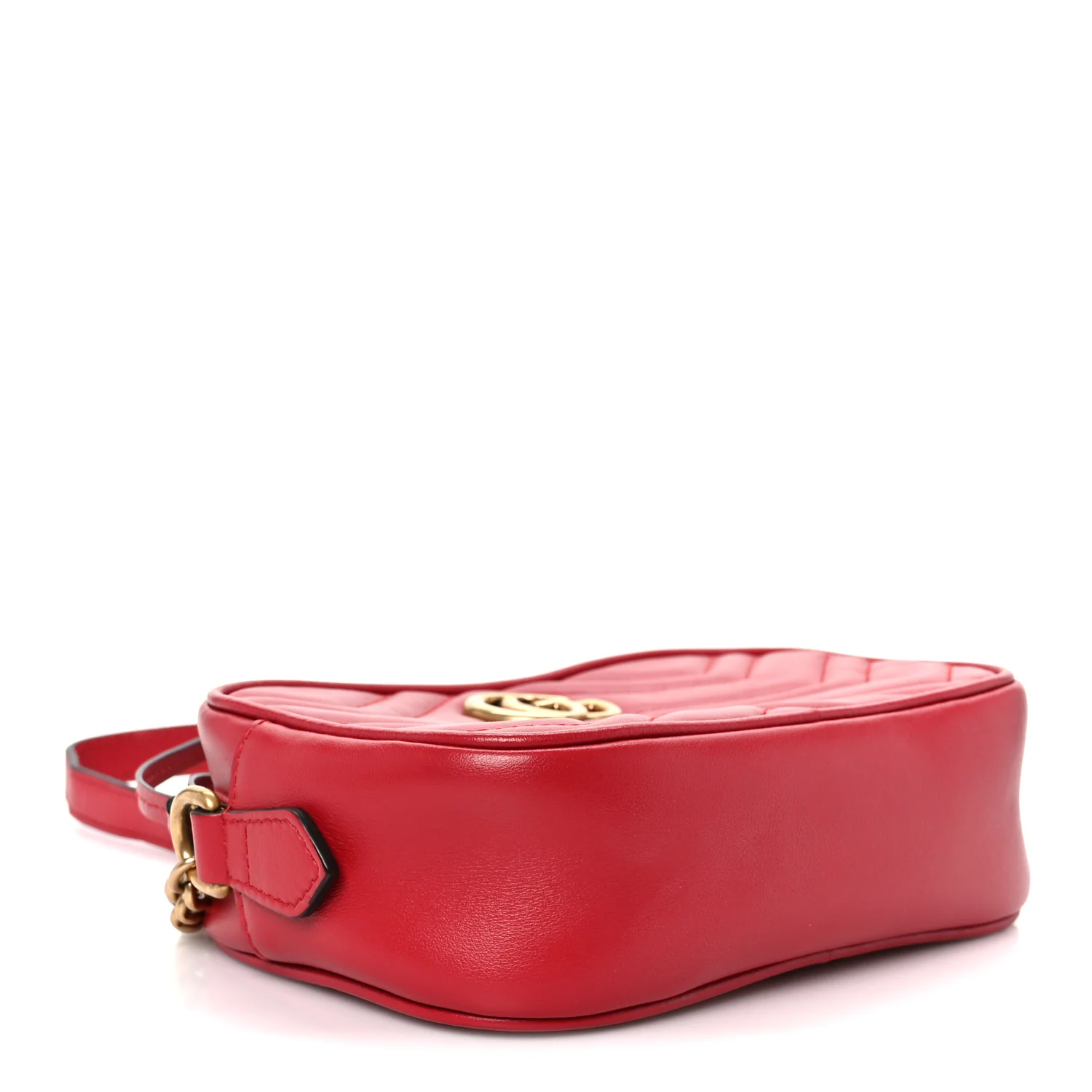 Calfskin Matelasse Mini GG Marmont Chain Shoulder Bag Hibiscus Red - Image 4