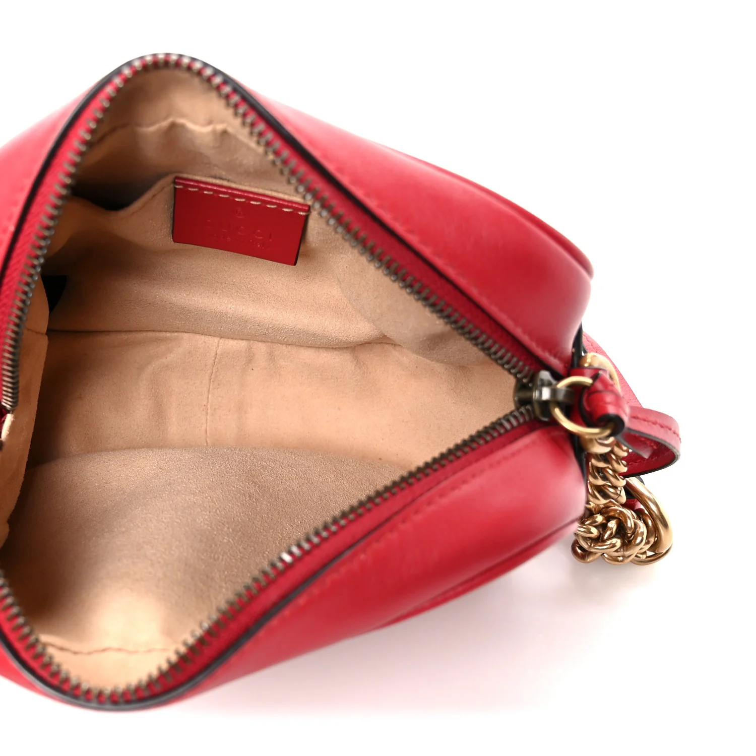 Calfskin Matelasse Mini GG Marmont Chain Shoulder Bag Hibiscus Red - Image 5