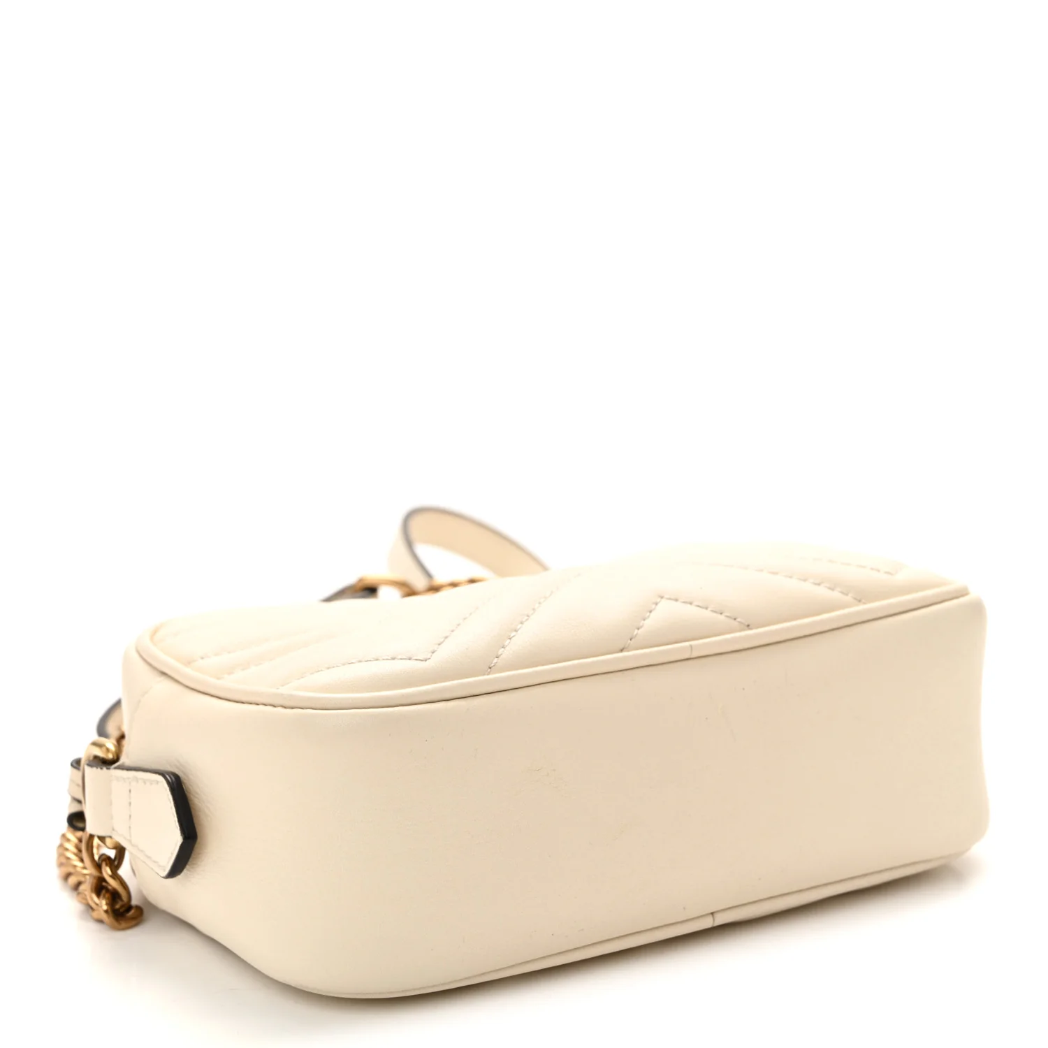 Calfskin Matelasse Mini GG Marmont Chain Shoulder Bag White - Image 4