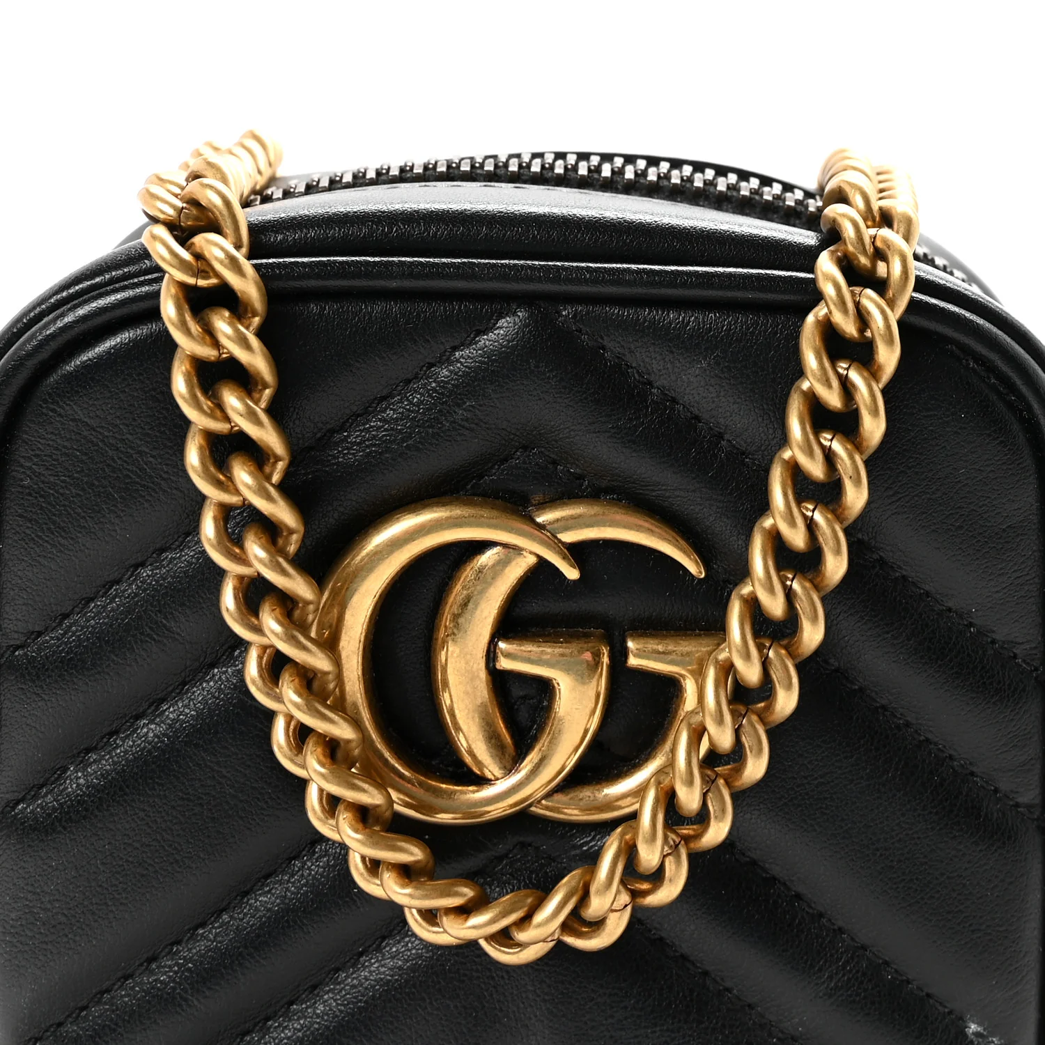 Calfskin Matelasse Mini GG Marmont Crossbody Bag Black - Image 8