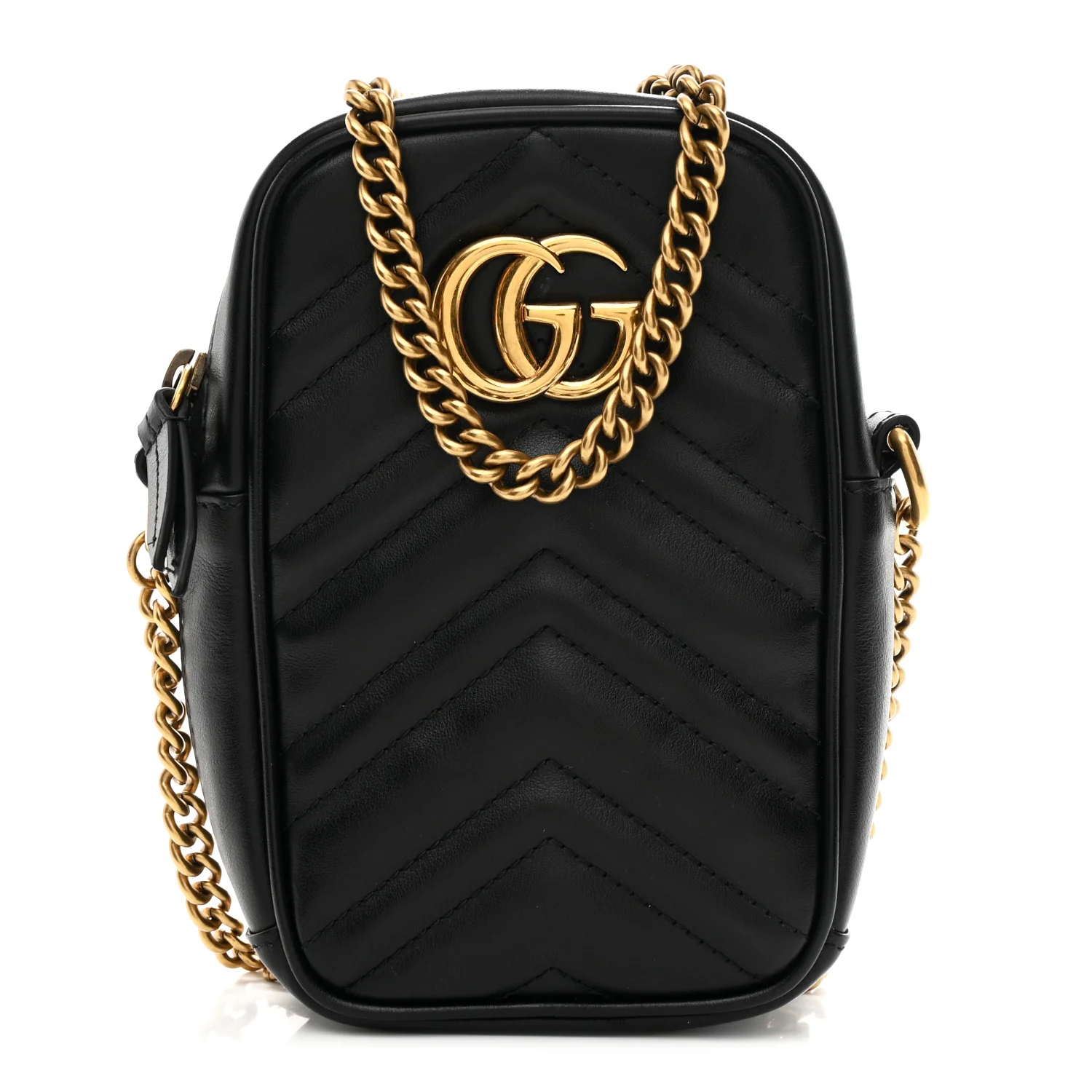 Calfskin Matelasse Mini GG Marmont Crossbody Bag Black - Image 2