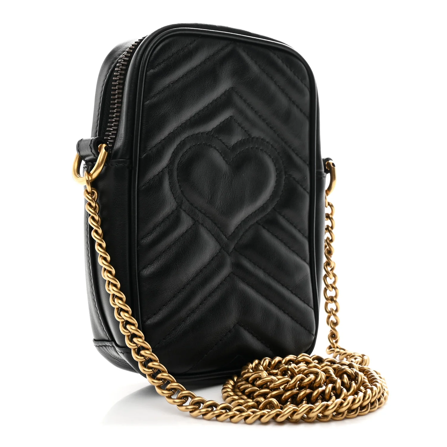 Calfskin Matelasse Mini GG Marmont Crossbody Bag Black - Image 5