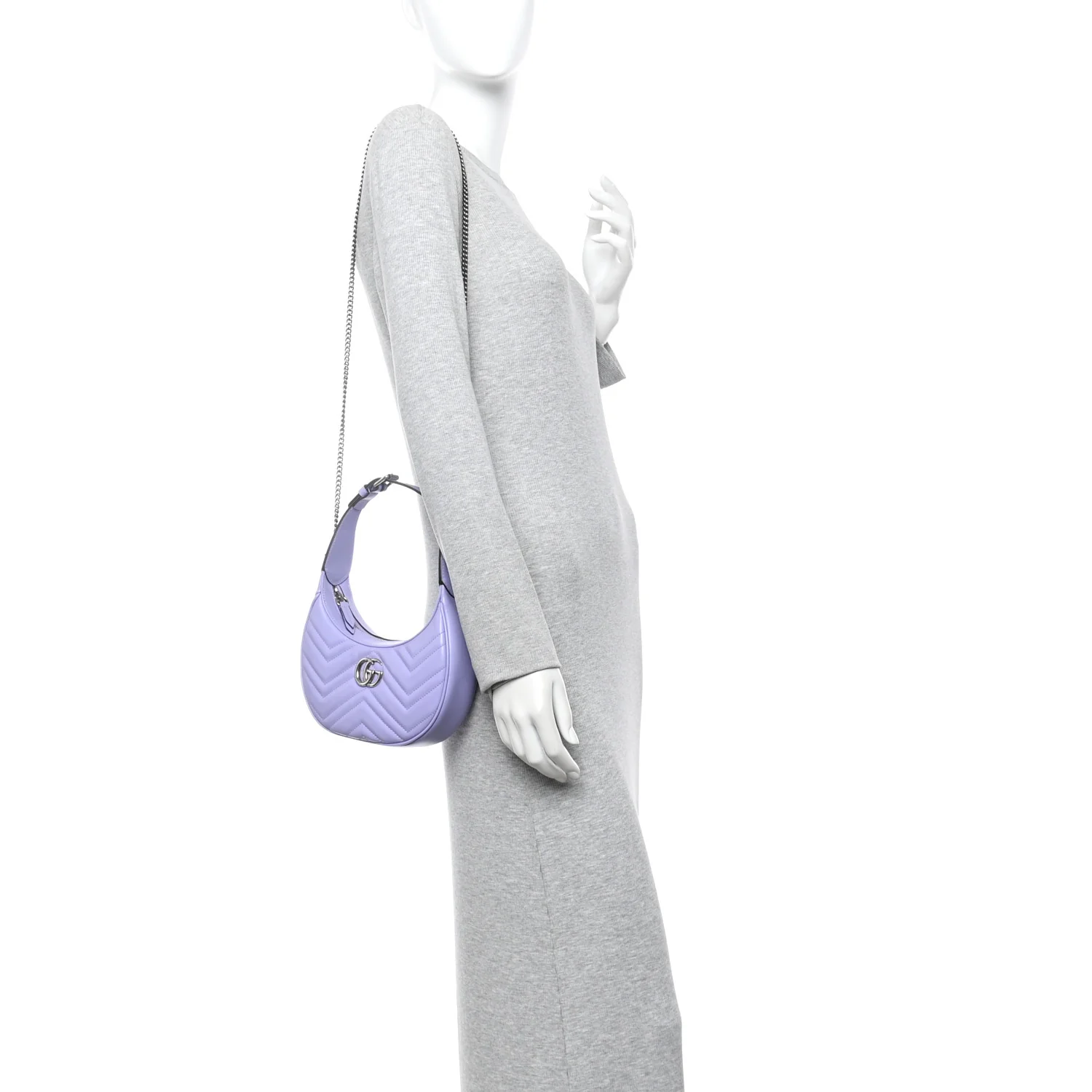 Calfskin Matelasse Mini GG Marmont Half Moon Hobo Lapis - Image 2