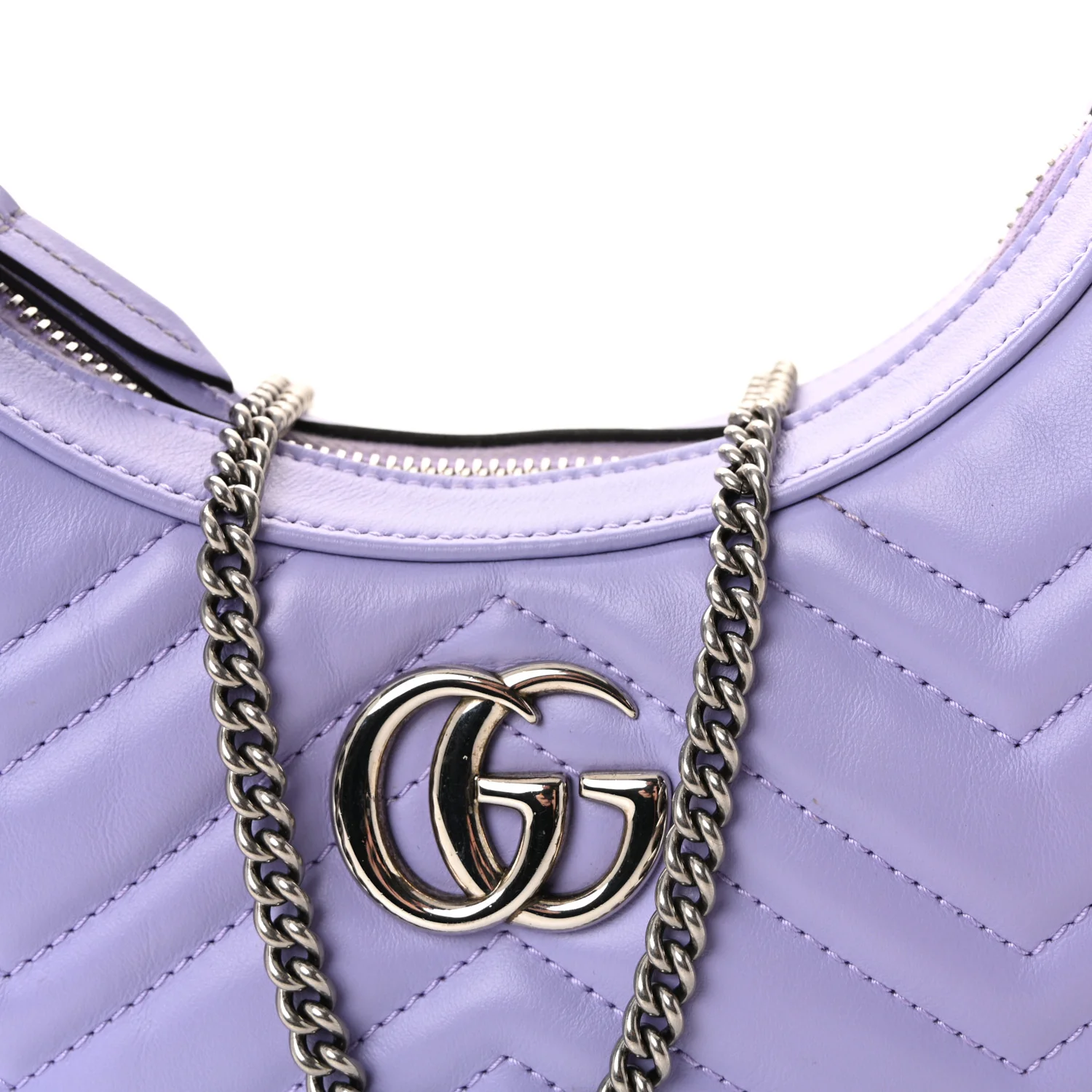Calfskin Matelasse Mini GG Marmont Half Moon Hobo Lapis - Image 7