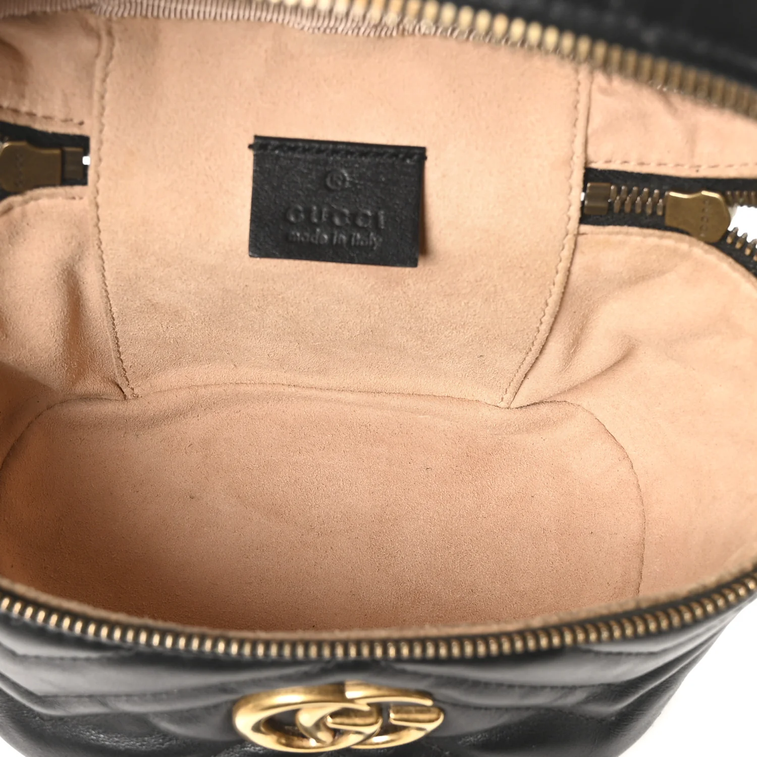 Calfskin Matelasse Mini GG Marmont Round Backpack Black - Image 5