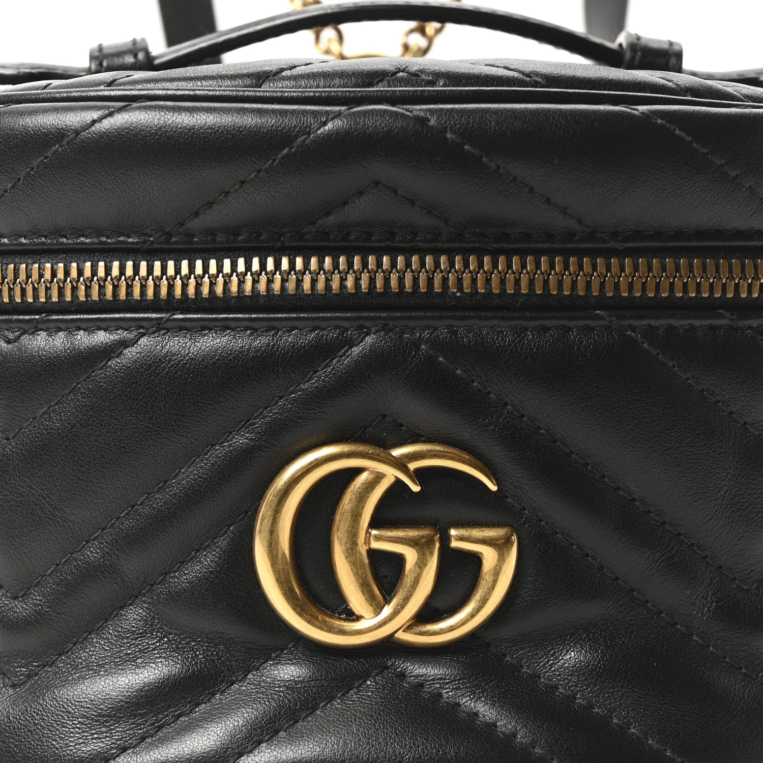 Calfskin Matelasse Mini GG Marmont Round Backpack Black - Image 8