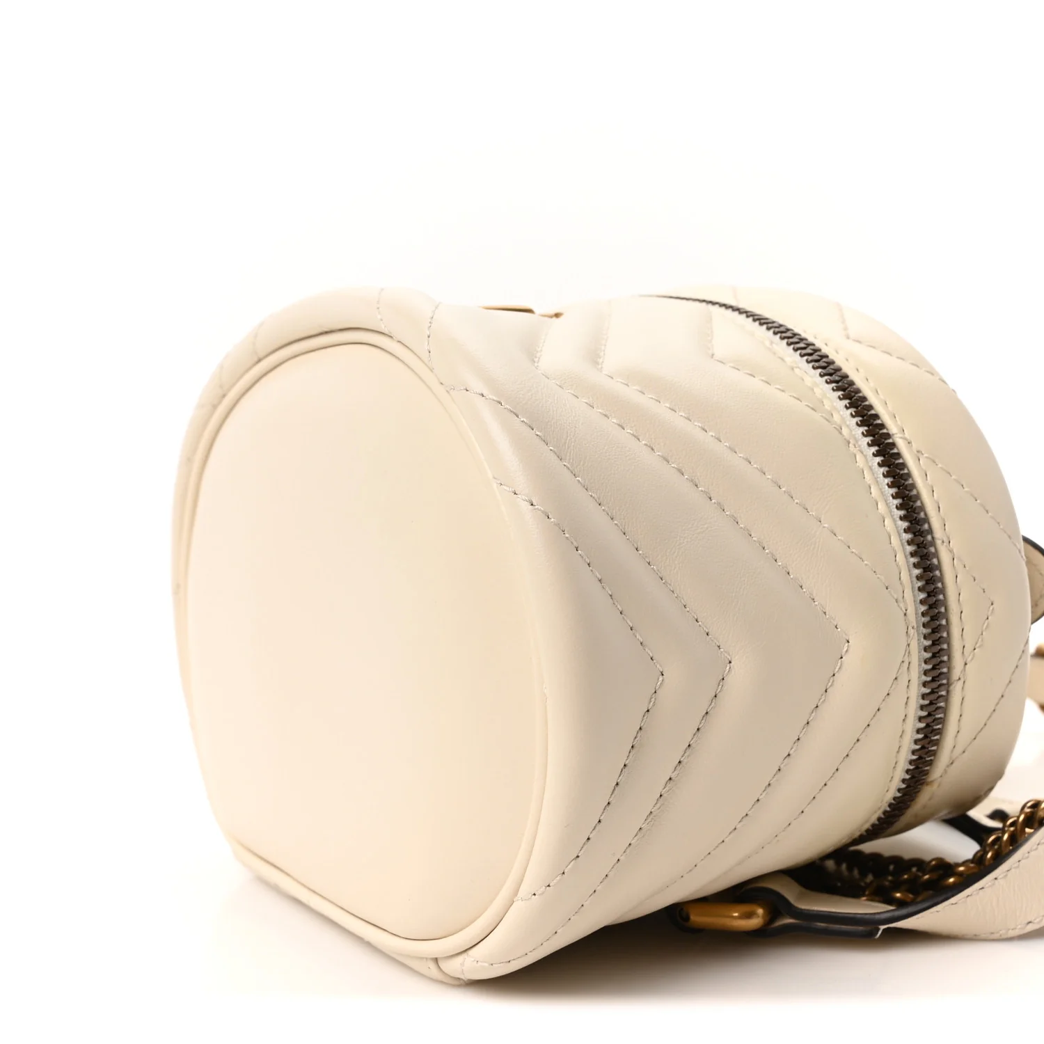 Calfskin Matelasse Mini GG Marmont Round Backpack White - Image 10