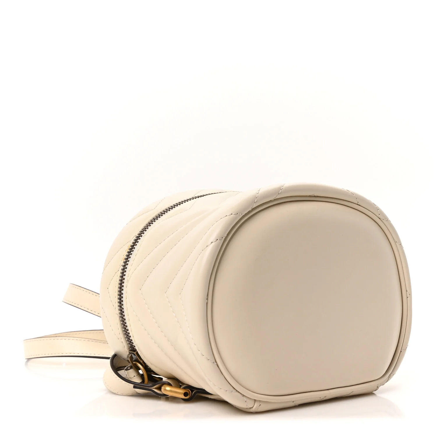 Calfskin Matelasse Mini GG Marmont Round Backpack White - Image 4