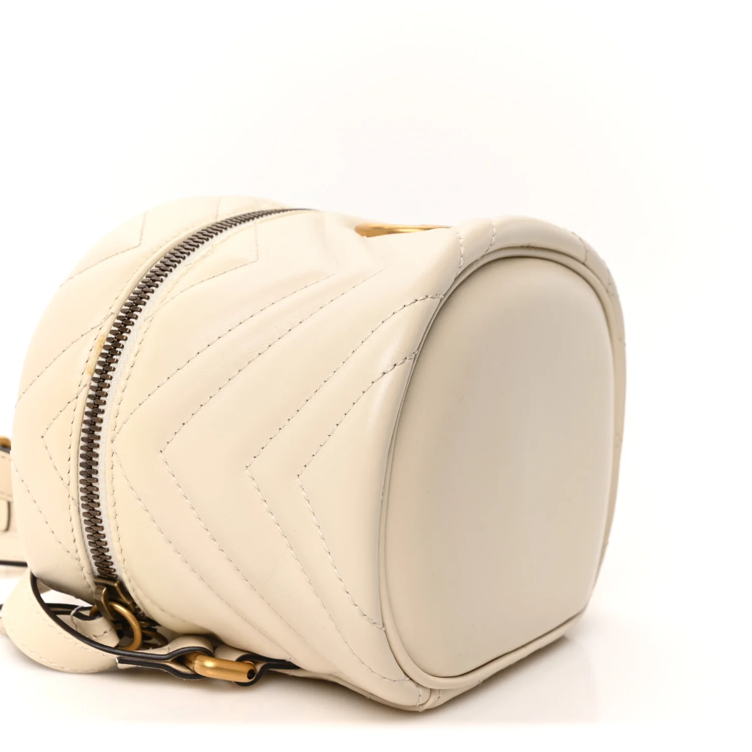 Calfskin Matelasse Mini GG Marmont Round Backpack White - Image 9