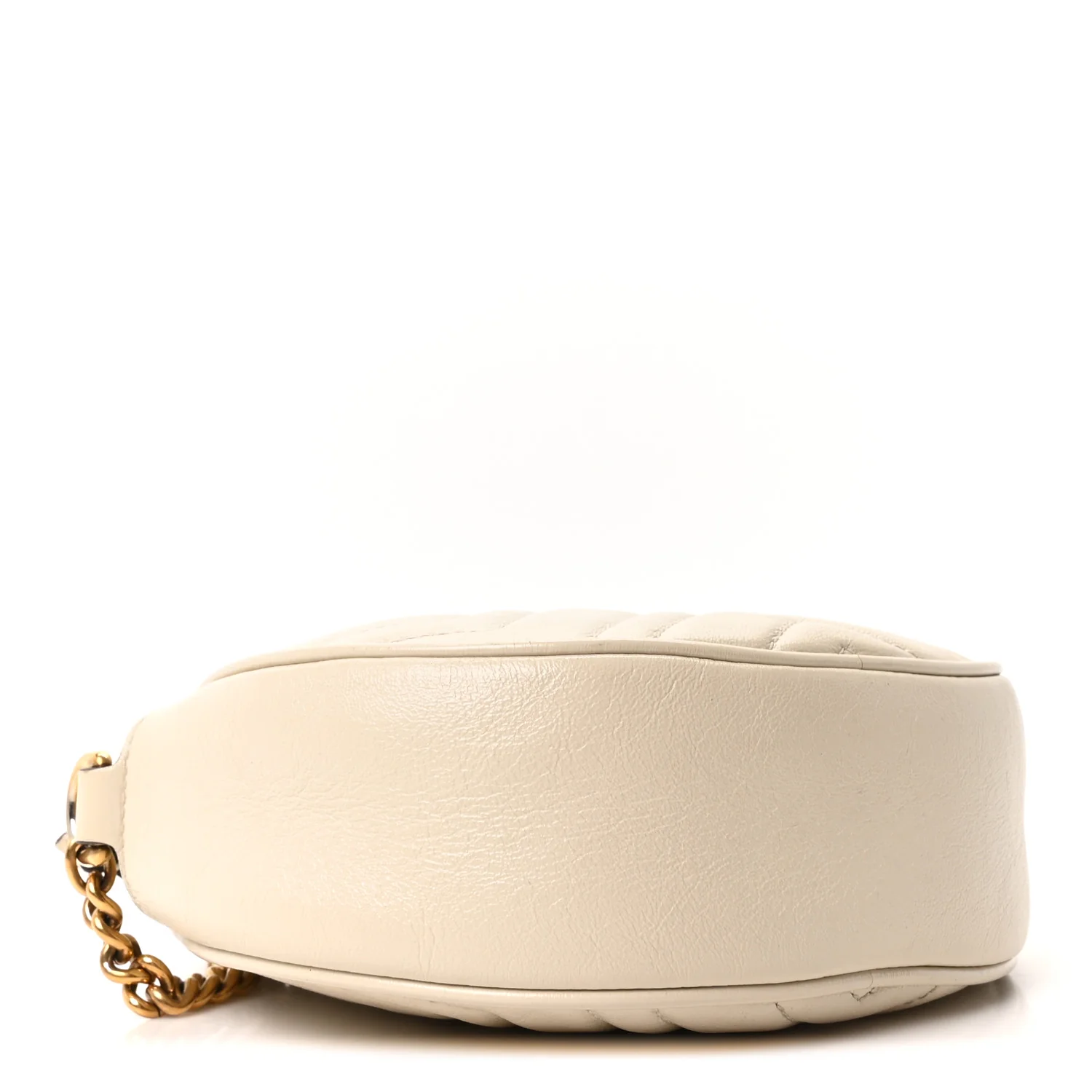 Calfskin Matelasse Mini GG Marmont Round Shoulder Bag White - Image 4