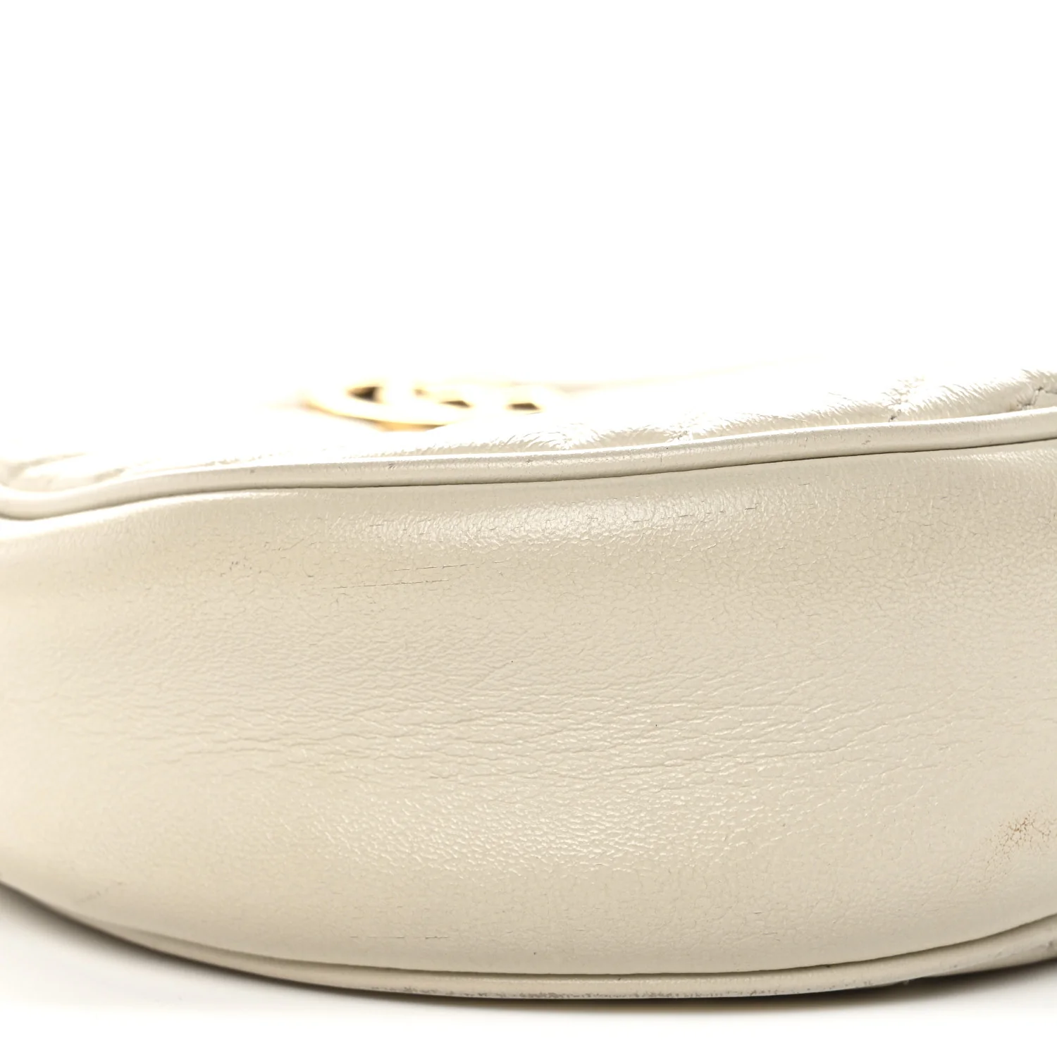 Calfskin Matelasse Mini GG Marmont Round Shoulder Bag White - Image 8