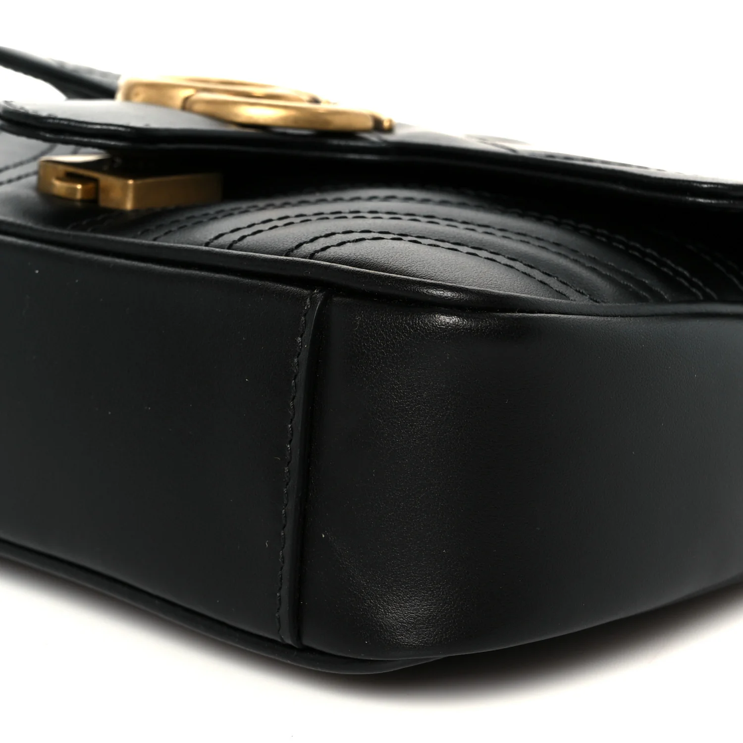 Calfskin Matelasse Mini GG Marmont Shoulder Bag Black - Image 11