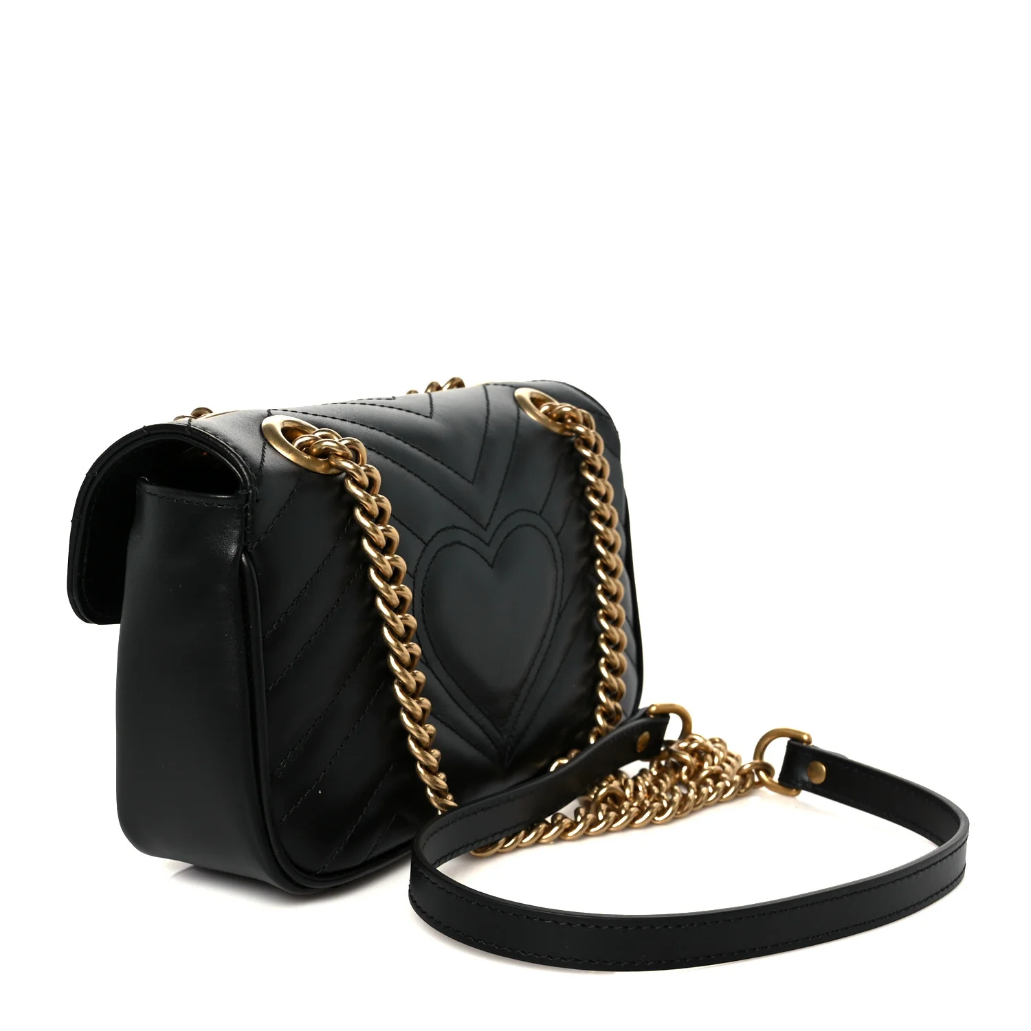Calfskin Matelasse Mini GG Marmont Shoulder Bag Black - Image 3