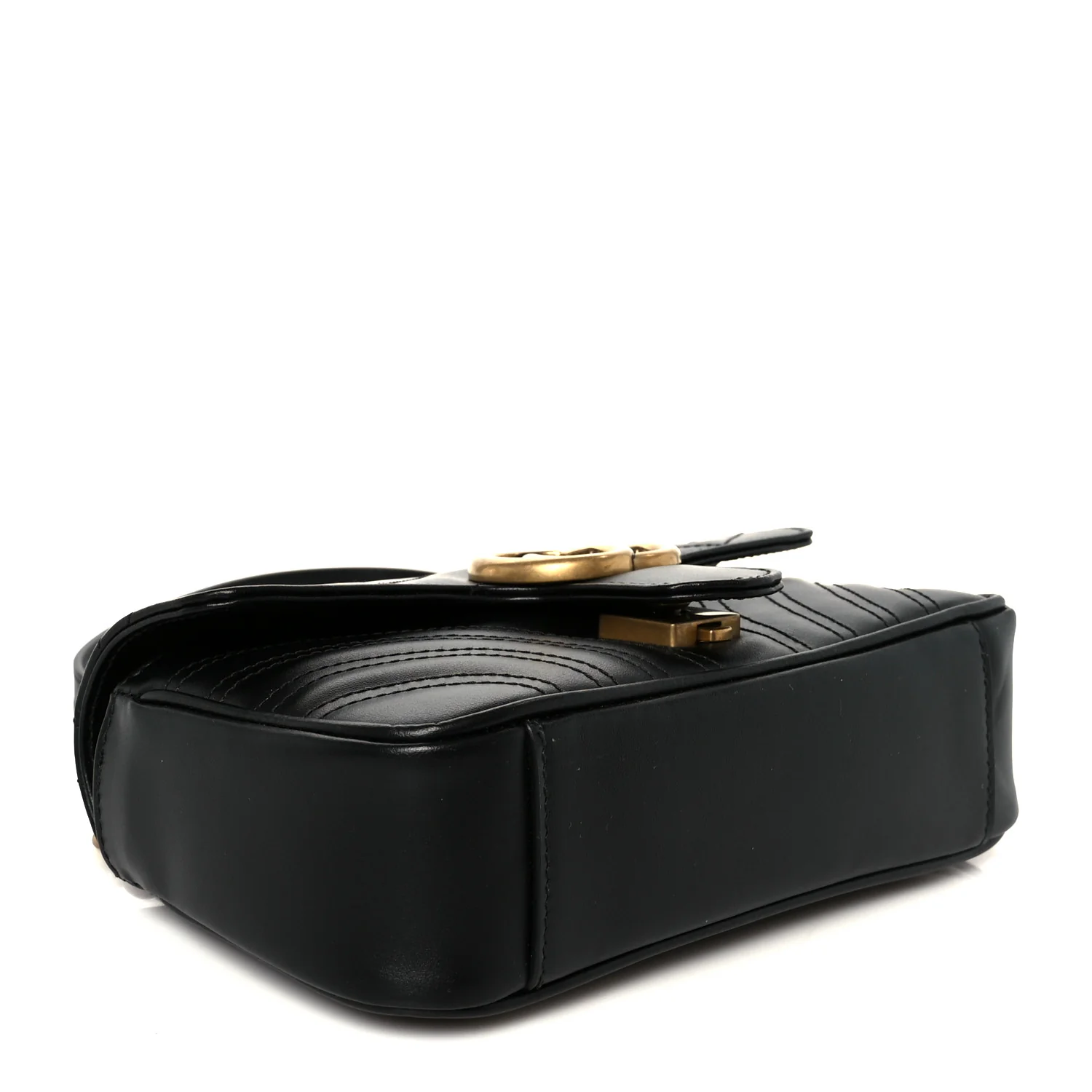 Calfskin Matelasse Mini GG Marmont Shoulder Bag Black - Image 4