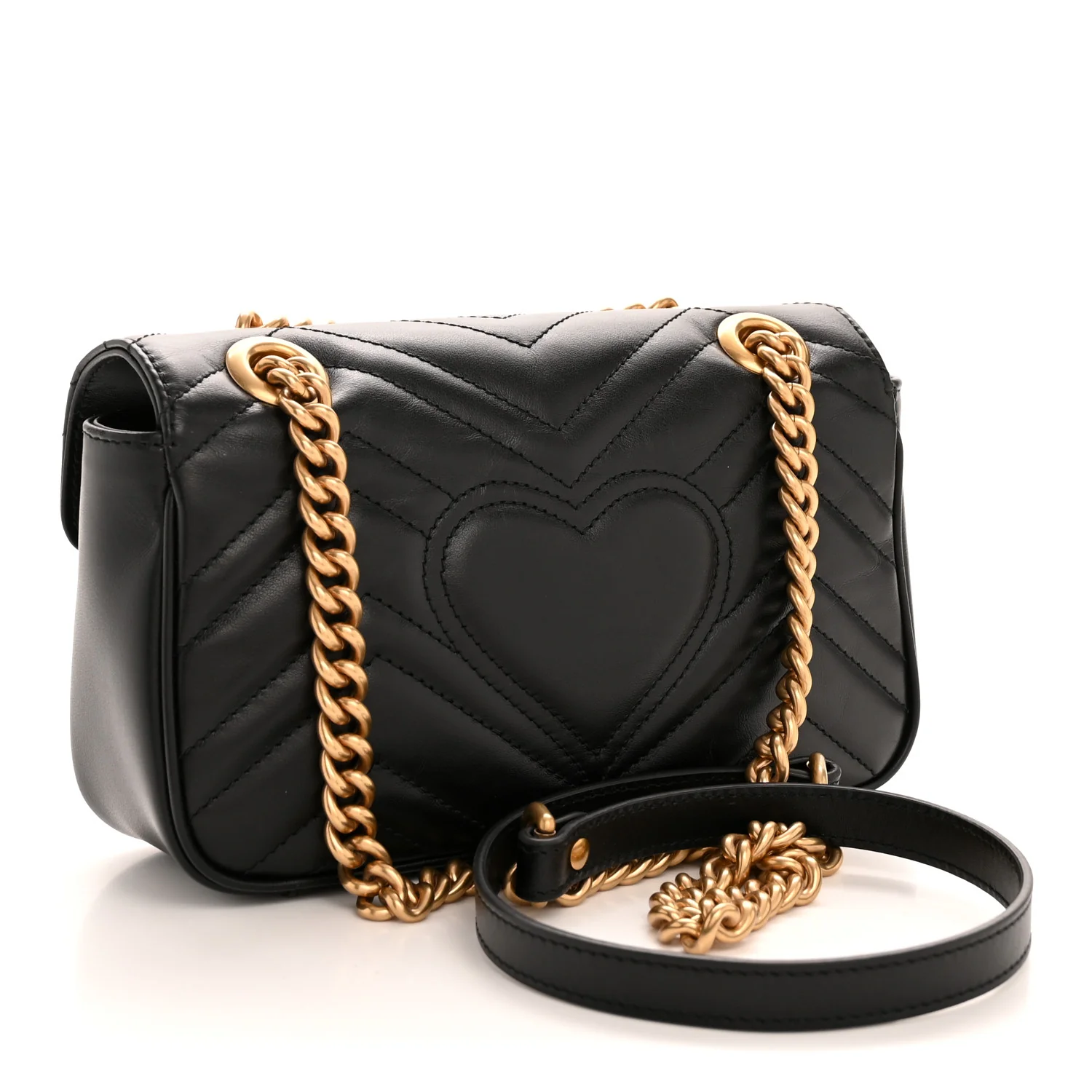 Calfskin Matelasse Mini GG Marmont Shoulder Bag Black - Image 3
