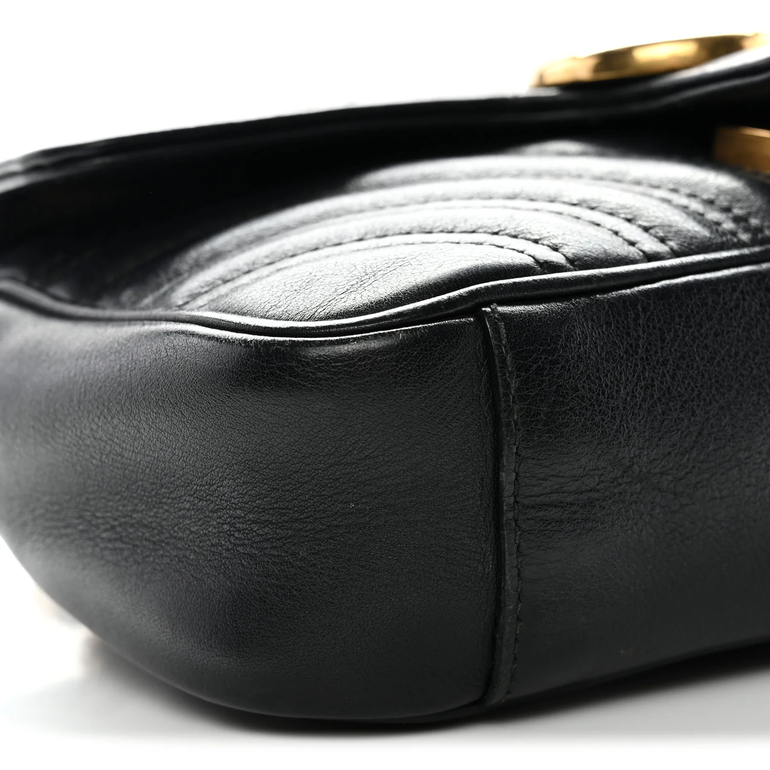 Calfskin Matelasse Mini GG Marmont Shoulder Bag Black - Image 9