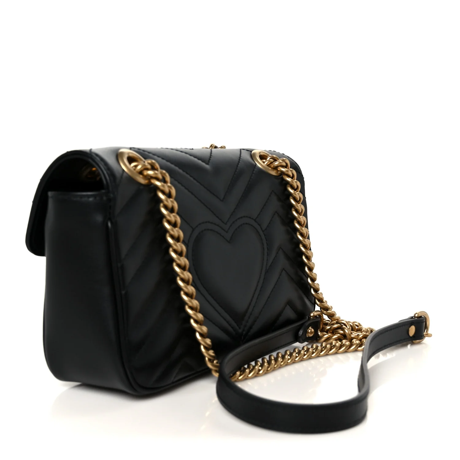 Calfskin Matelasse Mini GG Marmont Shoulder Bag Black - Image 3