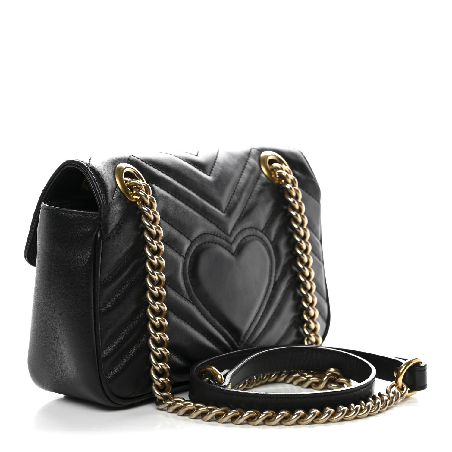 Calfskin Matelasse Mini GG Marmont Shoulder Bag Black - Image 3