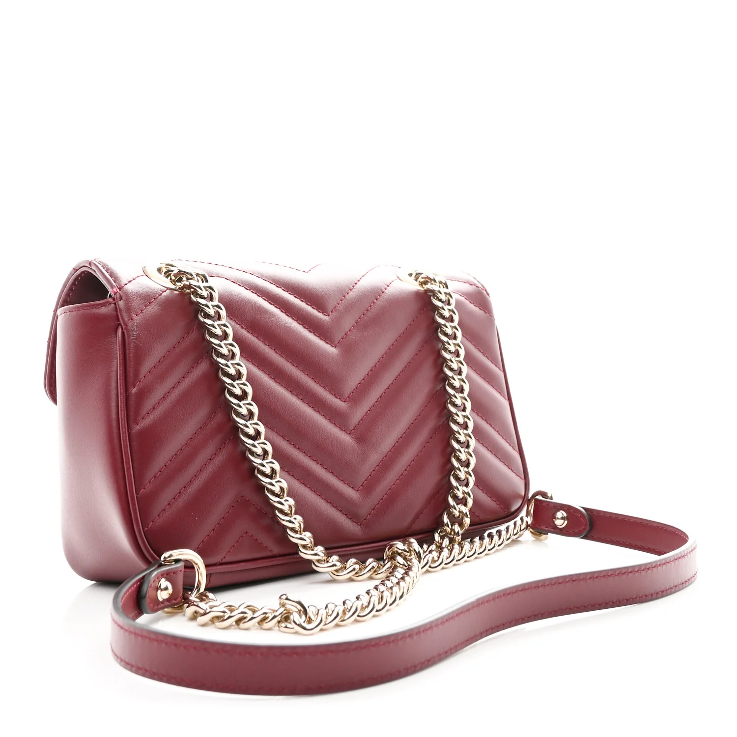 Calfskin Matelasse Mini GG Marmont Shoulder Bag Rosso Ancora - Image 3