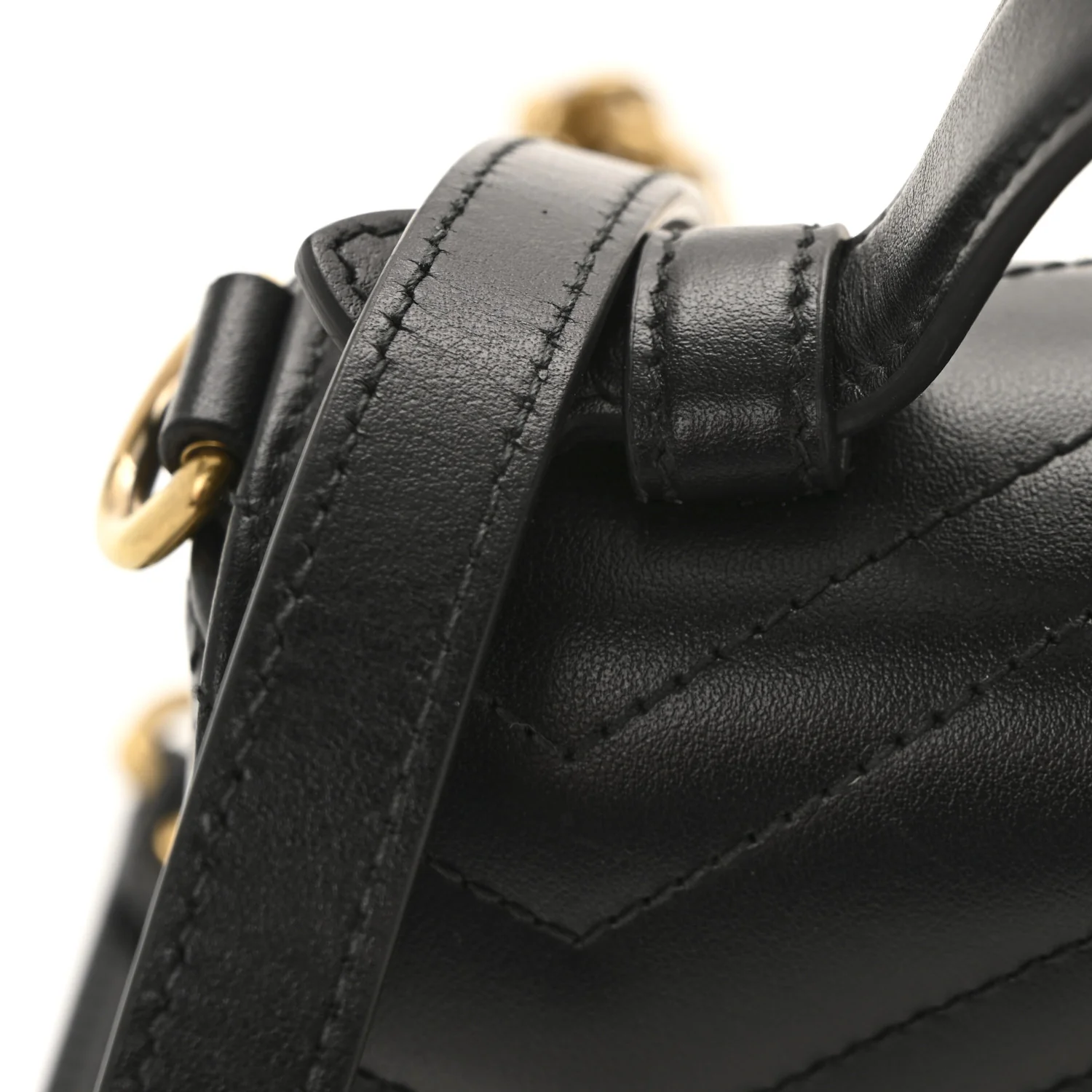 Calfskin Matelasse Mini GG Marmont Top Handle Shoulder Bag Black - Image 12